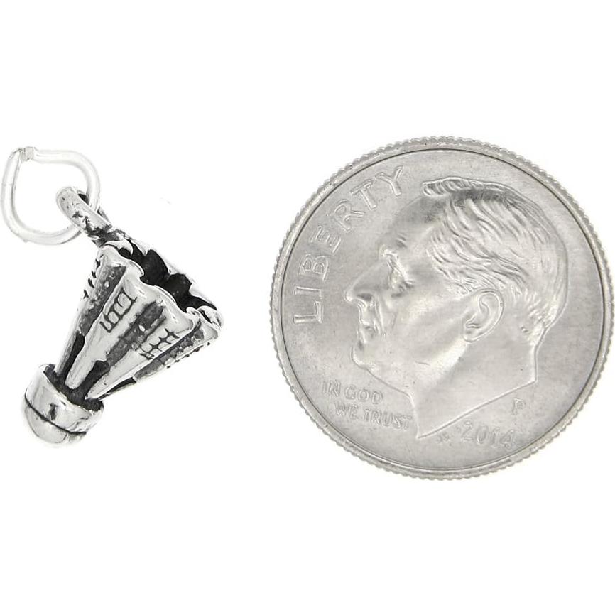 Encanto de Bádminton en Plata Esterlina Oxidada 7x11mm