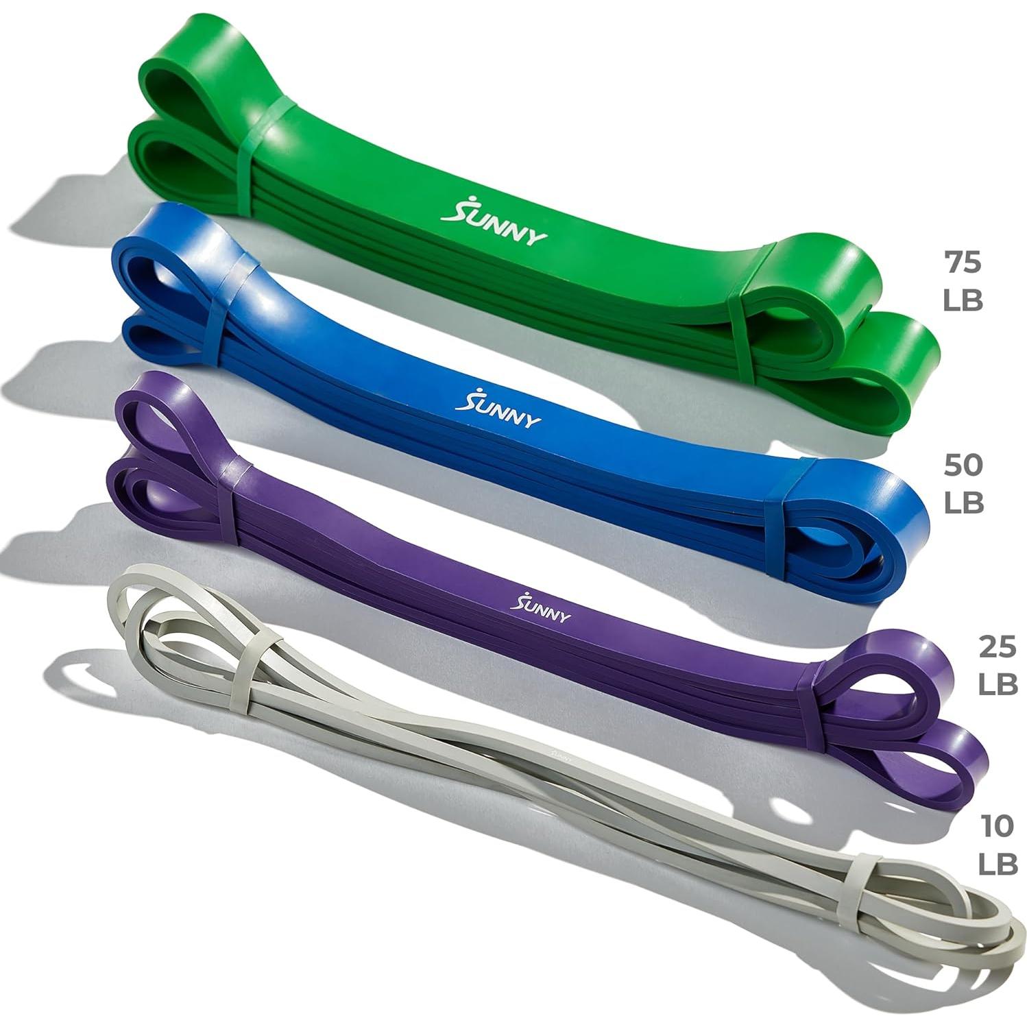Bandas de Resistencia Sunny Health & Fitness - Combo 4 Pzas 10-75 LB