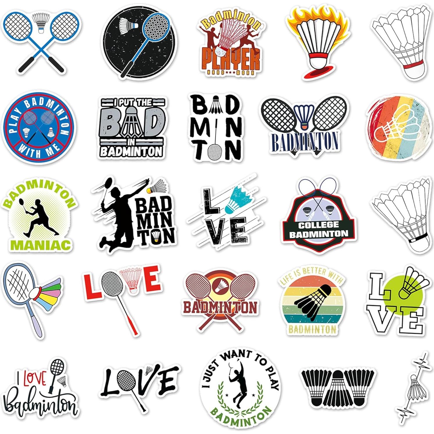 Calcomanías de Bádminton Aiwuding - 50 Piezas Vinilo Impermeable