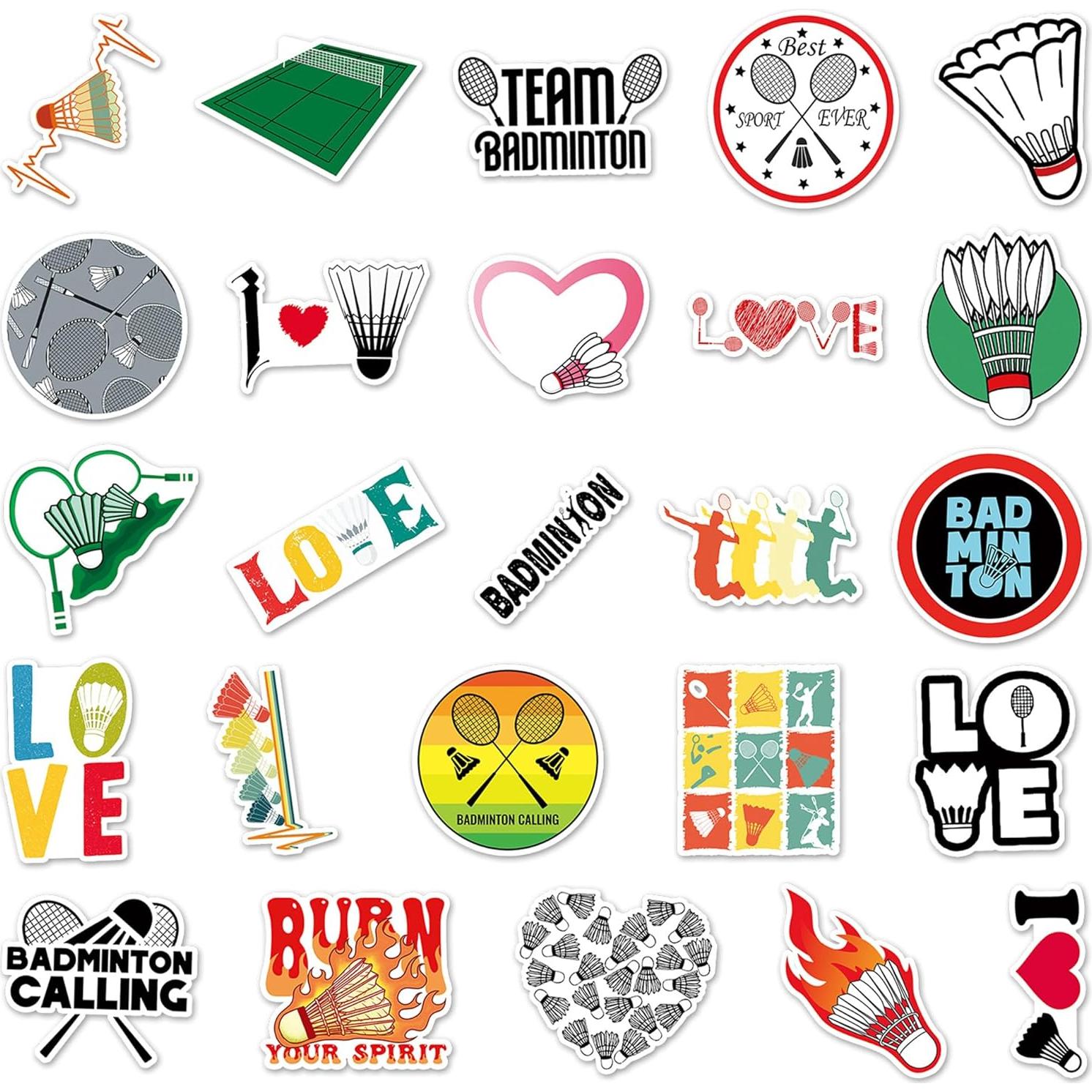 Calcomanías de Bádminton Aiwuding - 50 Piezas Vinilo Impermeable