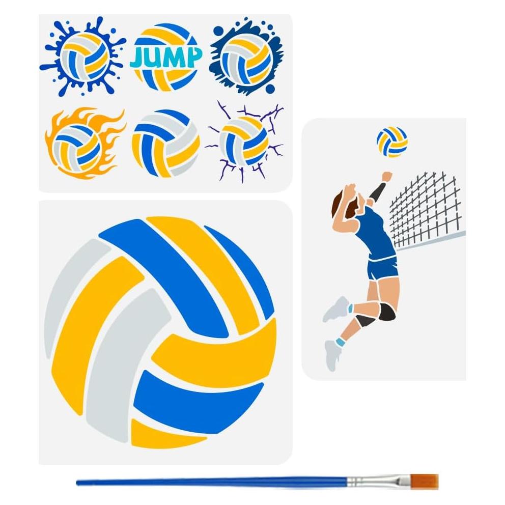 Plantillas de Pintura FINGERINSPIRE 3 PCS Voleibol Reutilizables