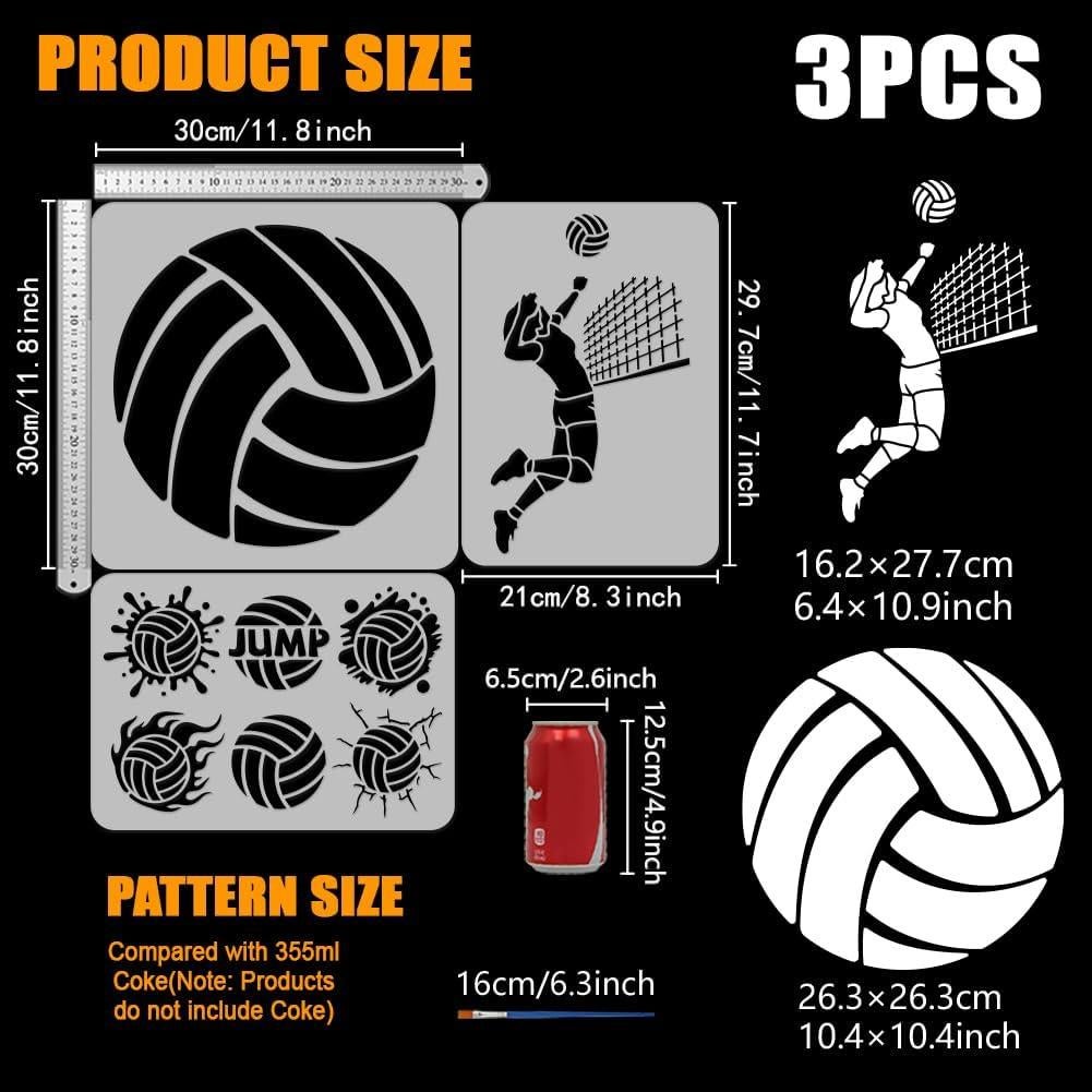 Plantillas de Pintura FINGERINSPIRE 3 PCS Voleibol Reutilizables