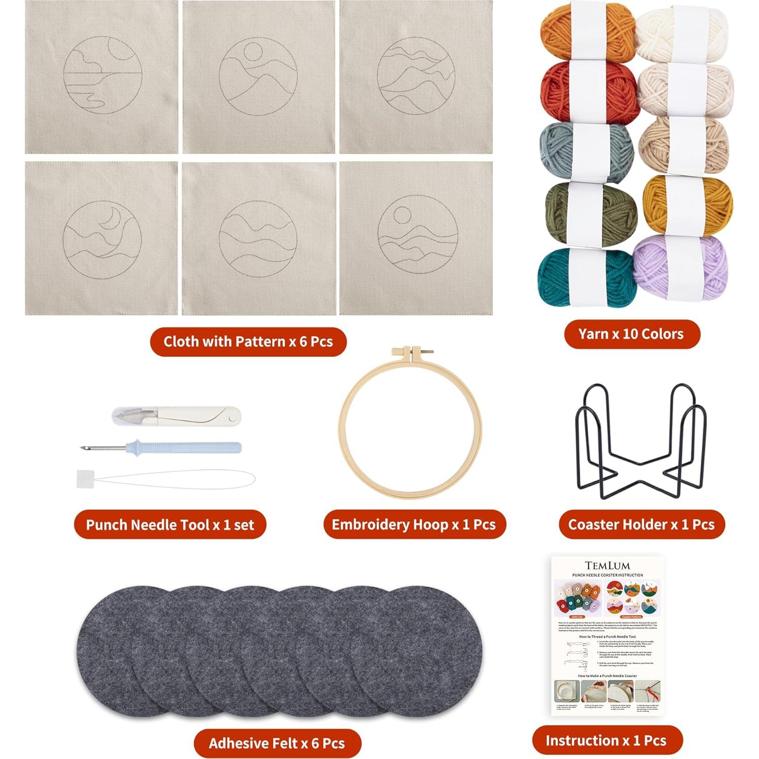 Kit de Posavasos Punch Needle Temlum para Principiantes