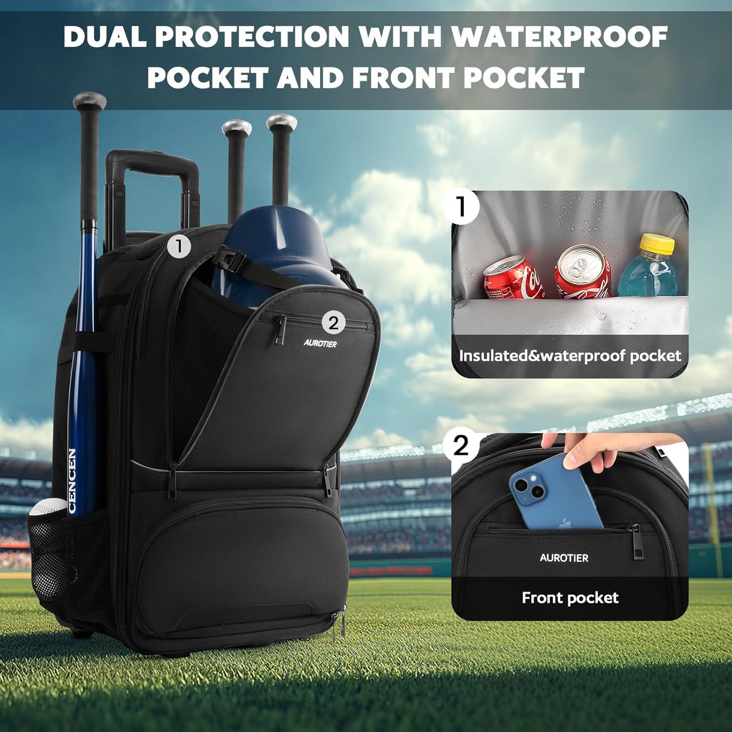 Mochila de béisbol rodante AUROTIER Au603200blk 56L