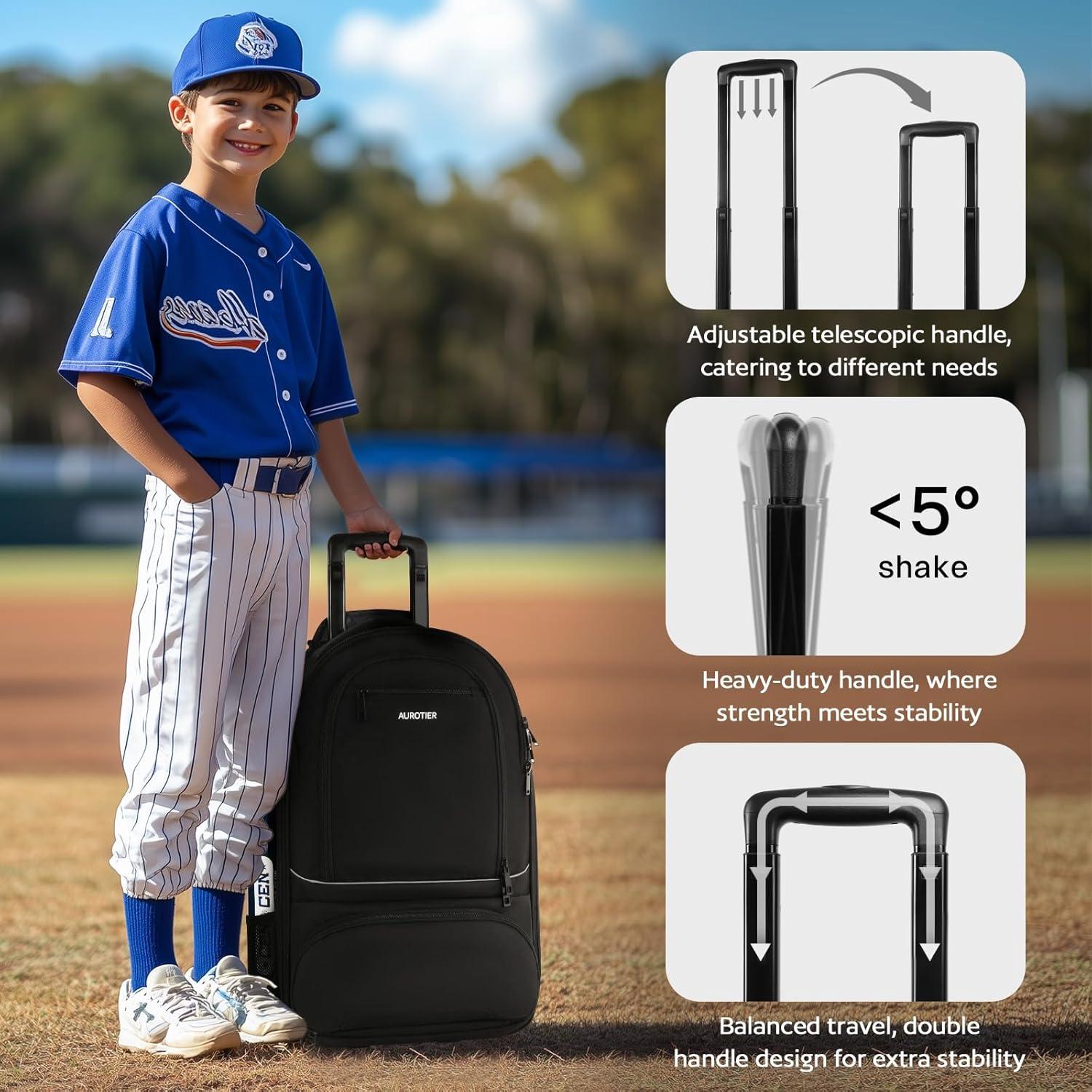 Mochila de béisbol rodante AUROTIER Au603200blk 56L