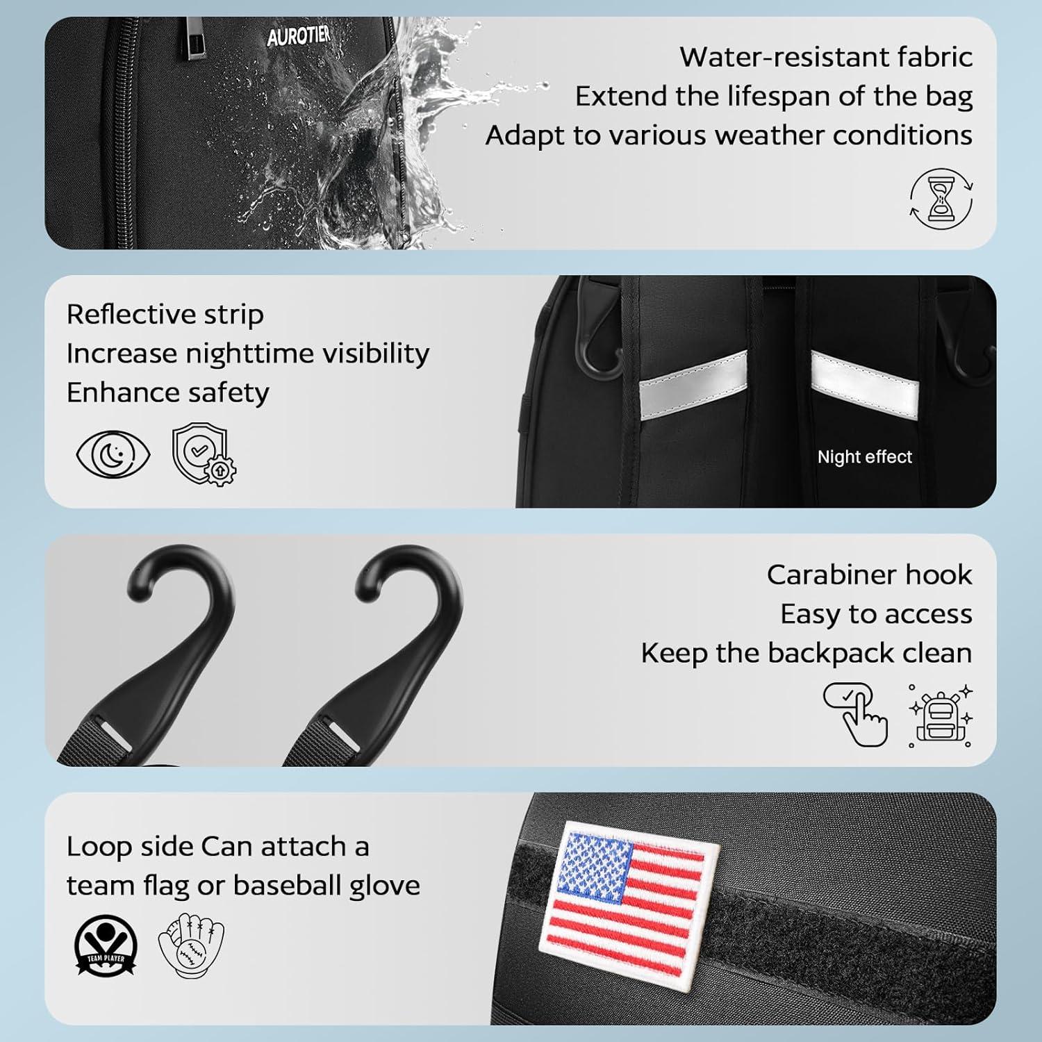 Mochila de béisbol rodante AUROTIER Au603200blk 56L