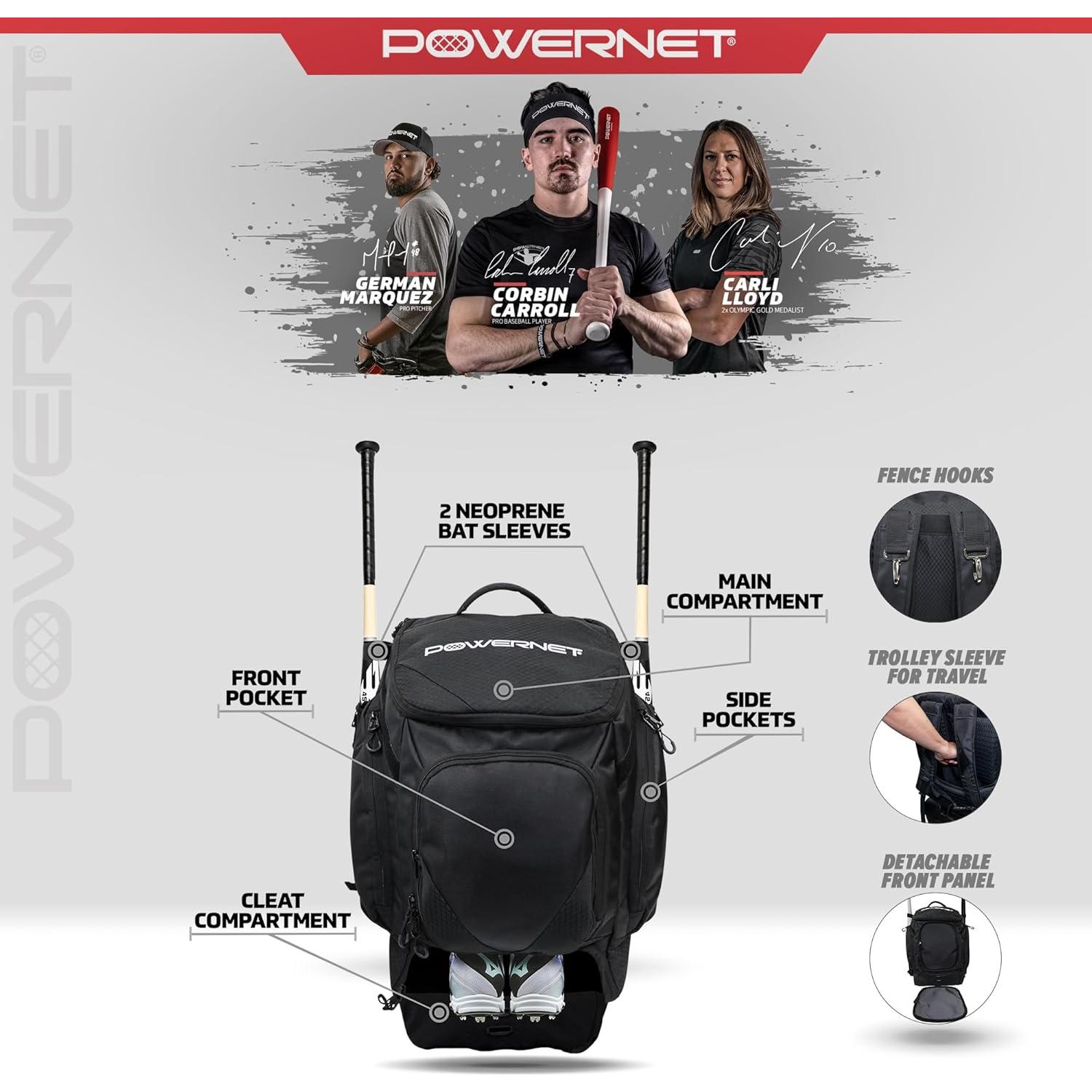 Mochila de Béisbol PowerNet Surge con Compartimentos y Fundas
