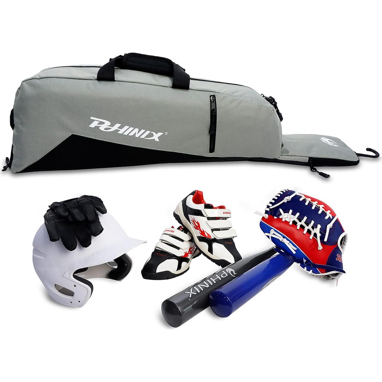 Bolsa de equipo PHINIX para T Ball - 25L, Gris y Negro