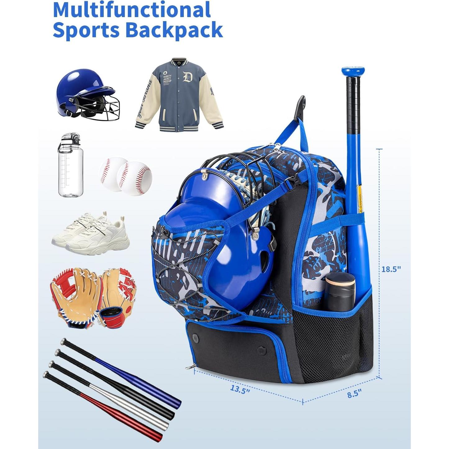 Mochila de Béisbol ADUSASA Jzy25121 Azul con Compartimentos