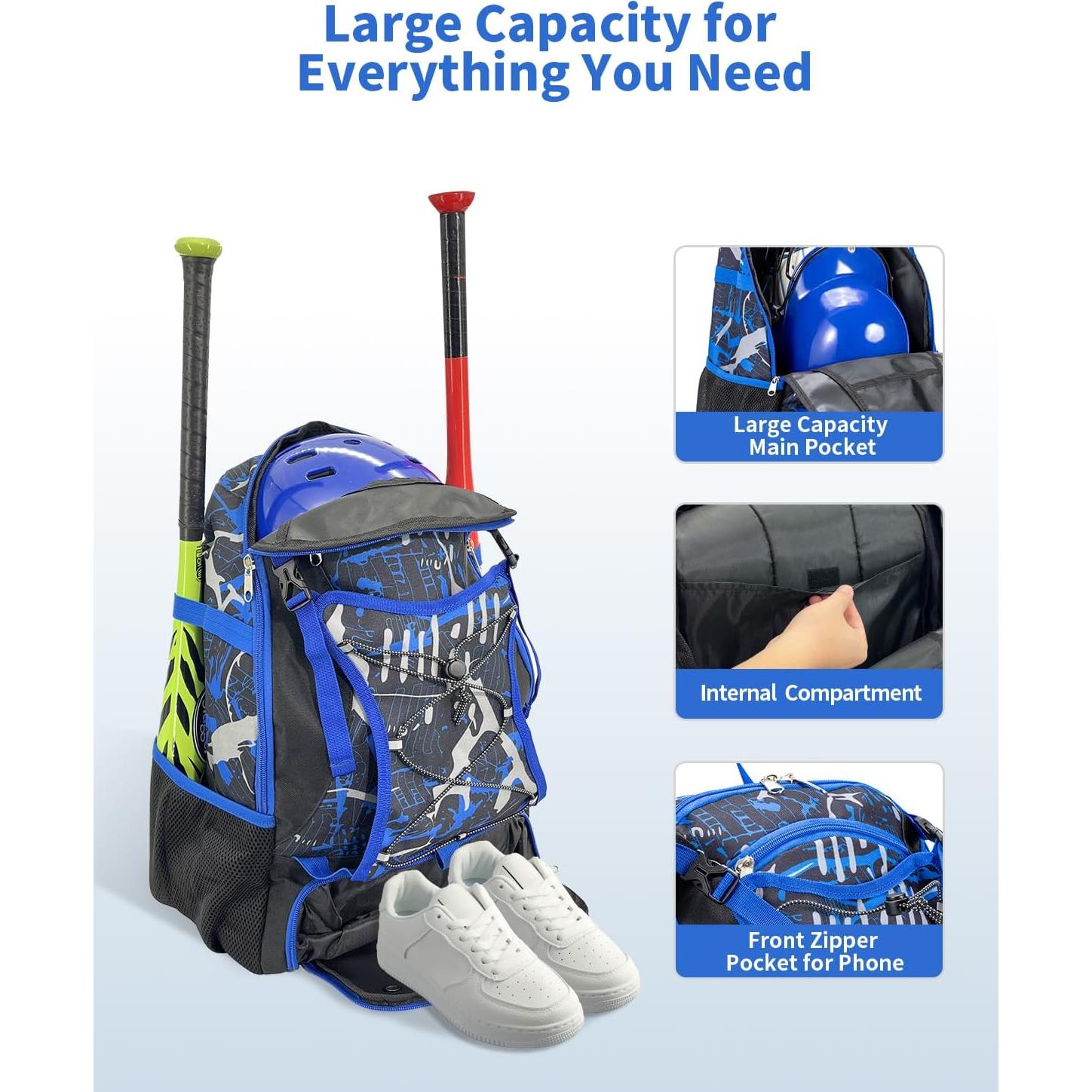 Mochila de Béisbol ADUSASA Jzy25121 Azul con Compartimentos