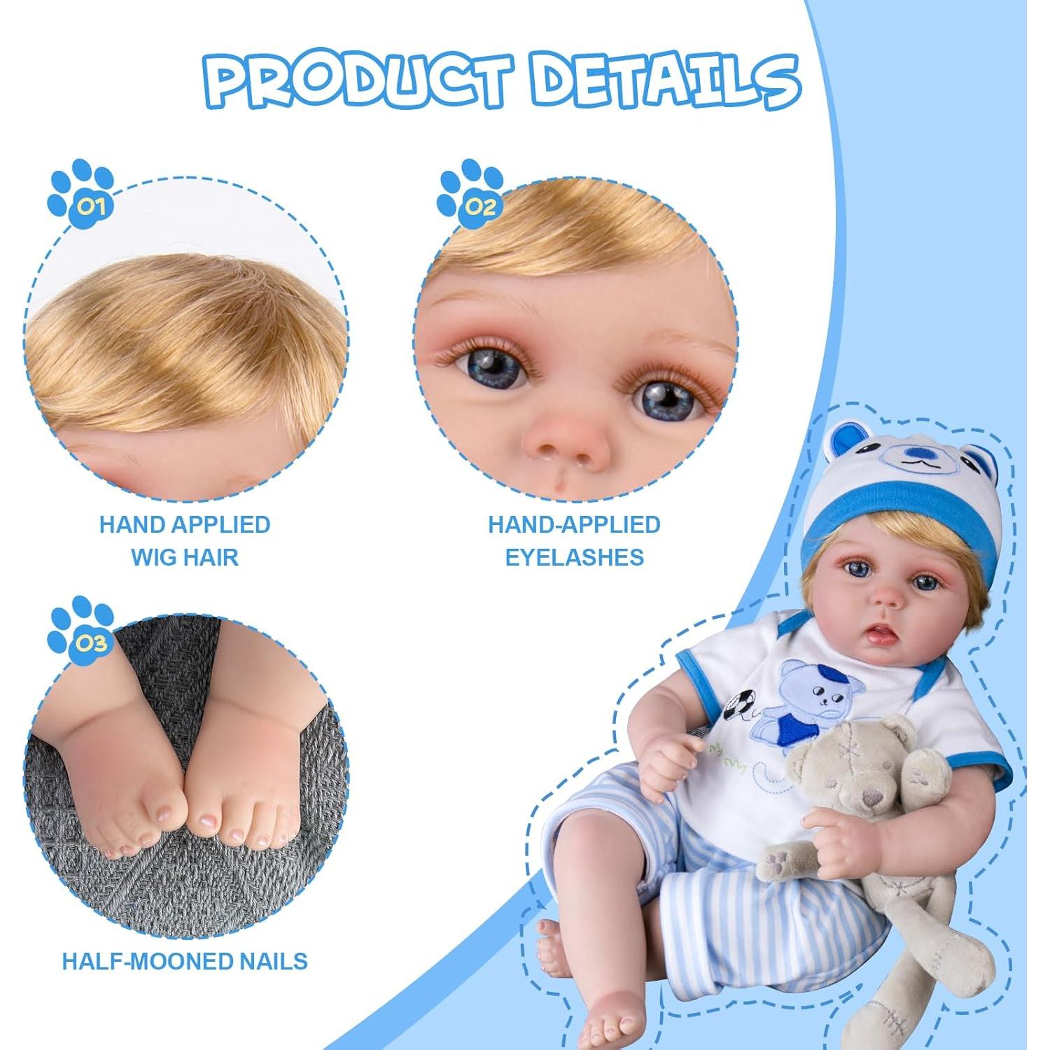 Muñeco Reborn Aori 22 Pulgadas Realista con Accesorios