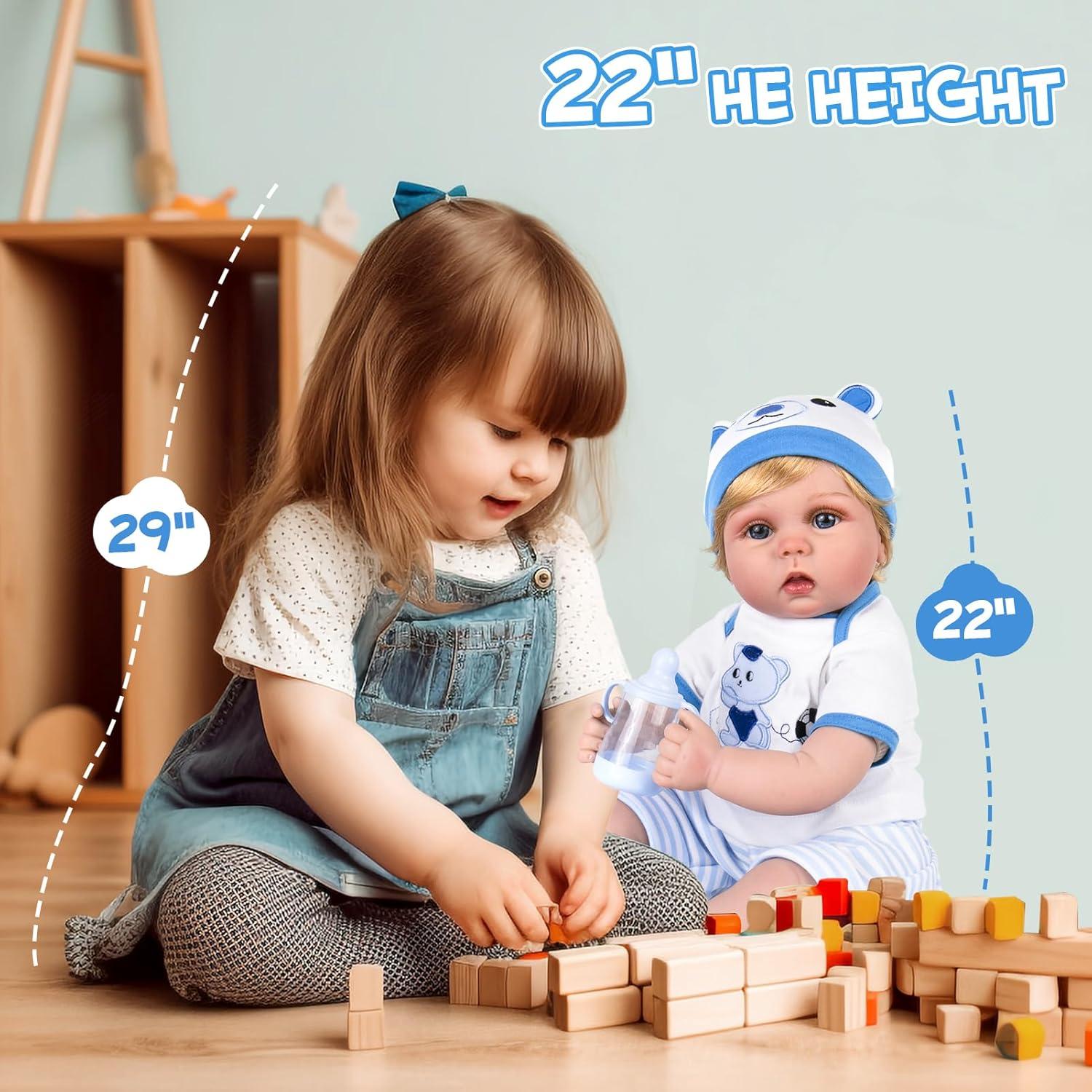 Muñeco Reborn Aori 22 Pulgadas Realista con Accesorios