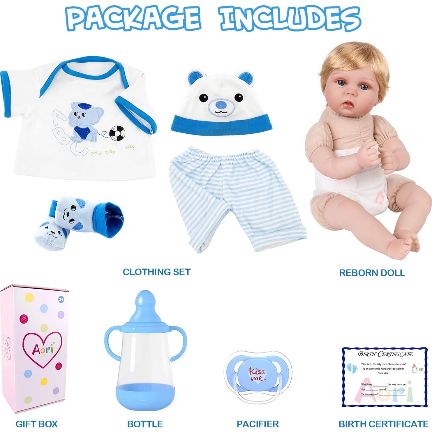 Muñeco Reborn Aori 22 Pulgadas Realista con Accesorios