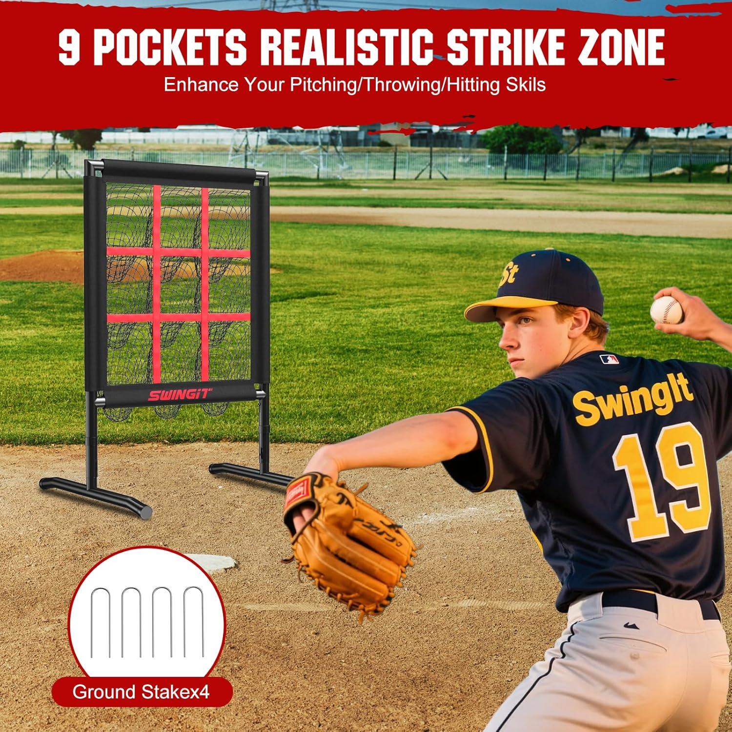 Red de Lanzamiento de Béisbol SwingIt 9 Huecos Ajustable