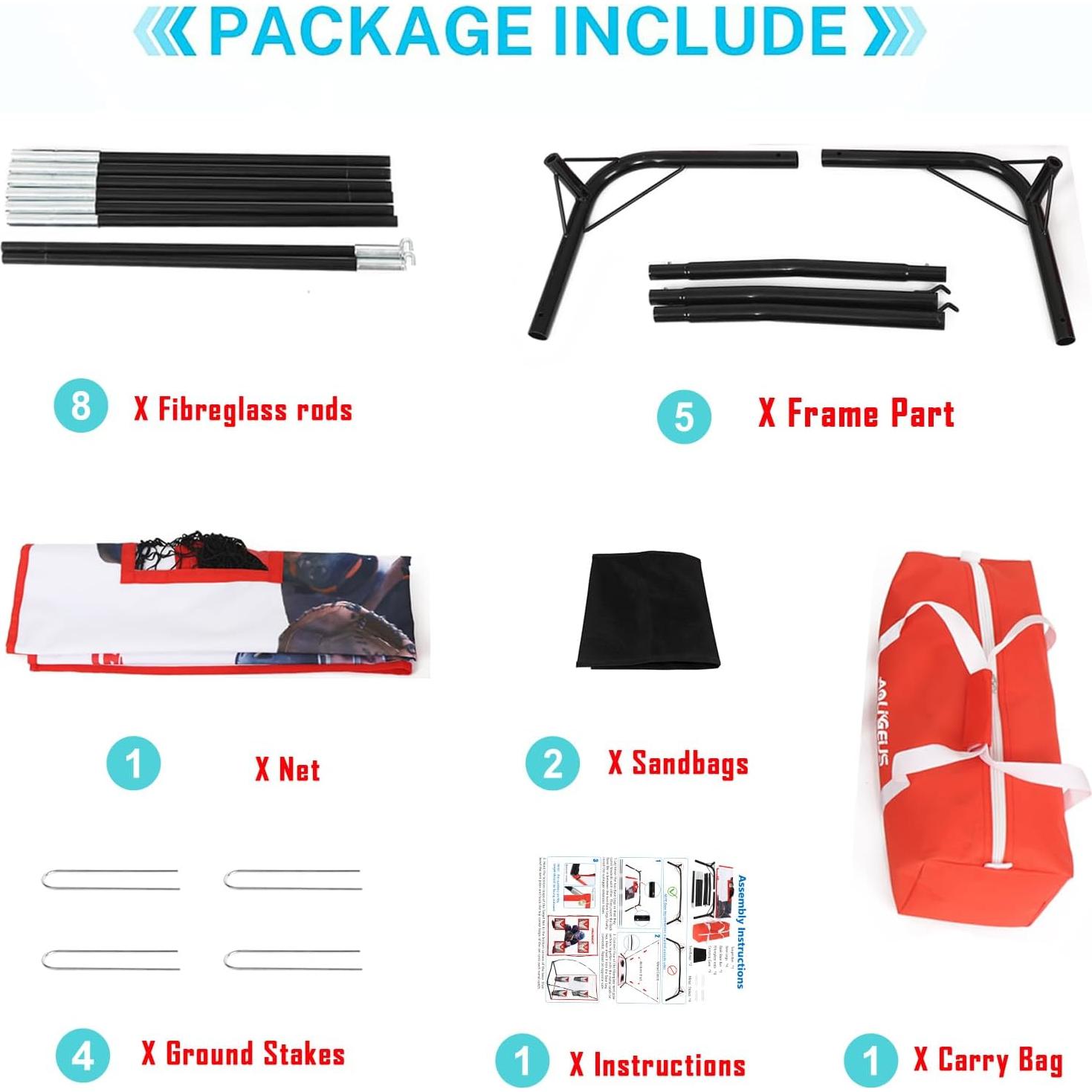 Red de Lanzamiento de Béisbol y Softbol AOLIGEIJS con 4 Bolsillos