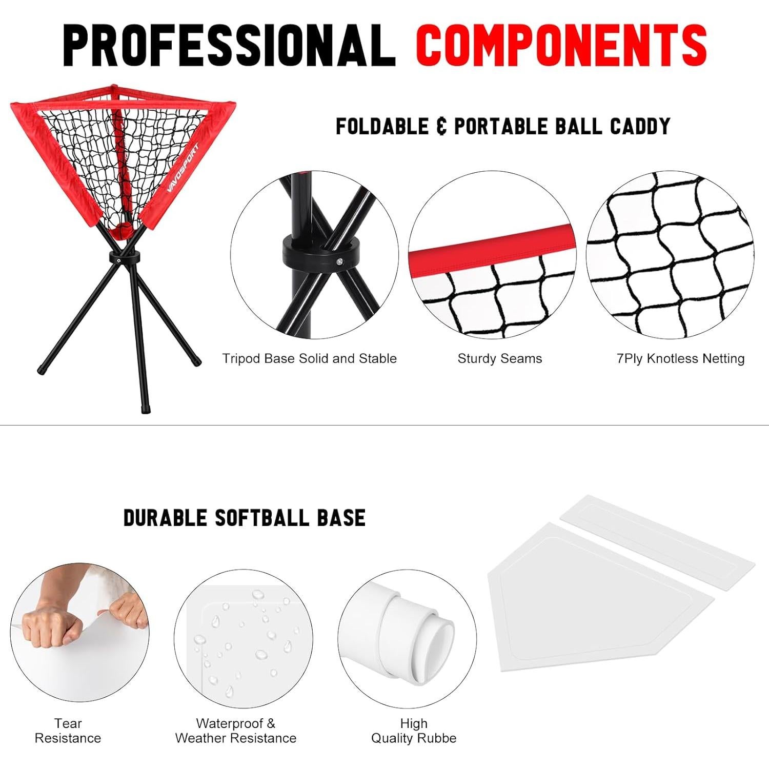 Conjunto de Red de Lanzamiento VAVOSPORT para Béisbol y Softbol