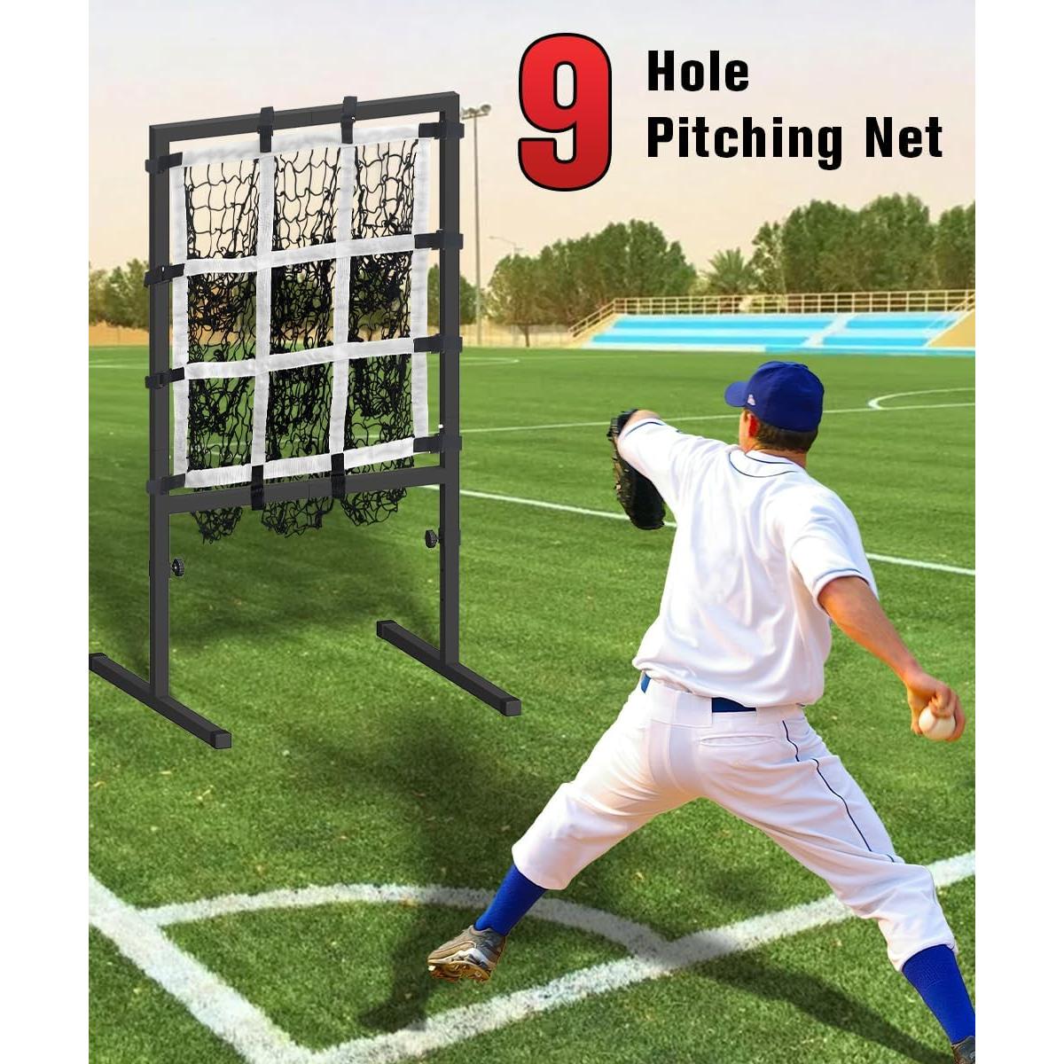 Red de Lanzamiento Queension 9 Agujeros Ajustable para Béisbol