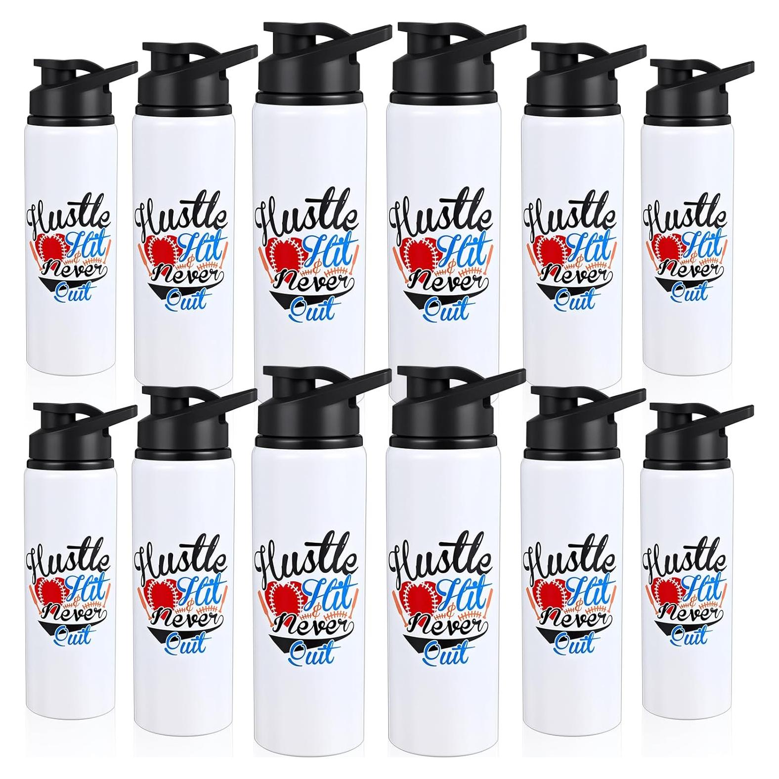 Hushee 12 Botellas de Agua de Aluminio 750 ml con Tapa a Prueba de Fugas