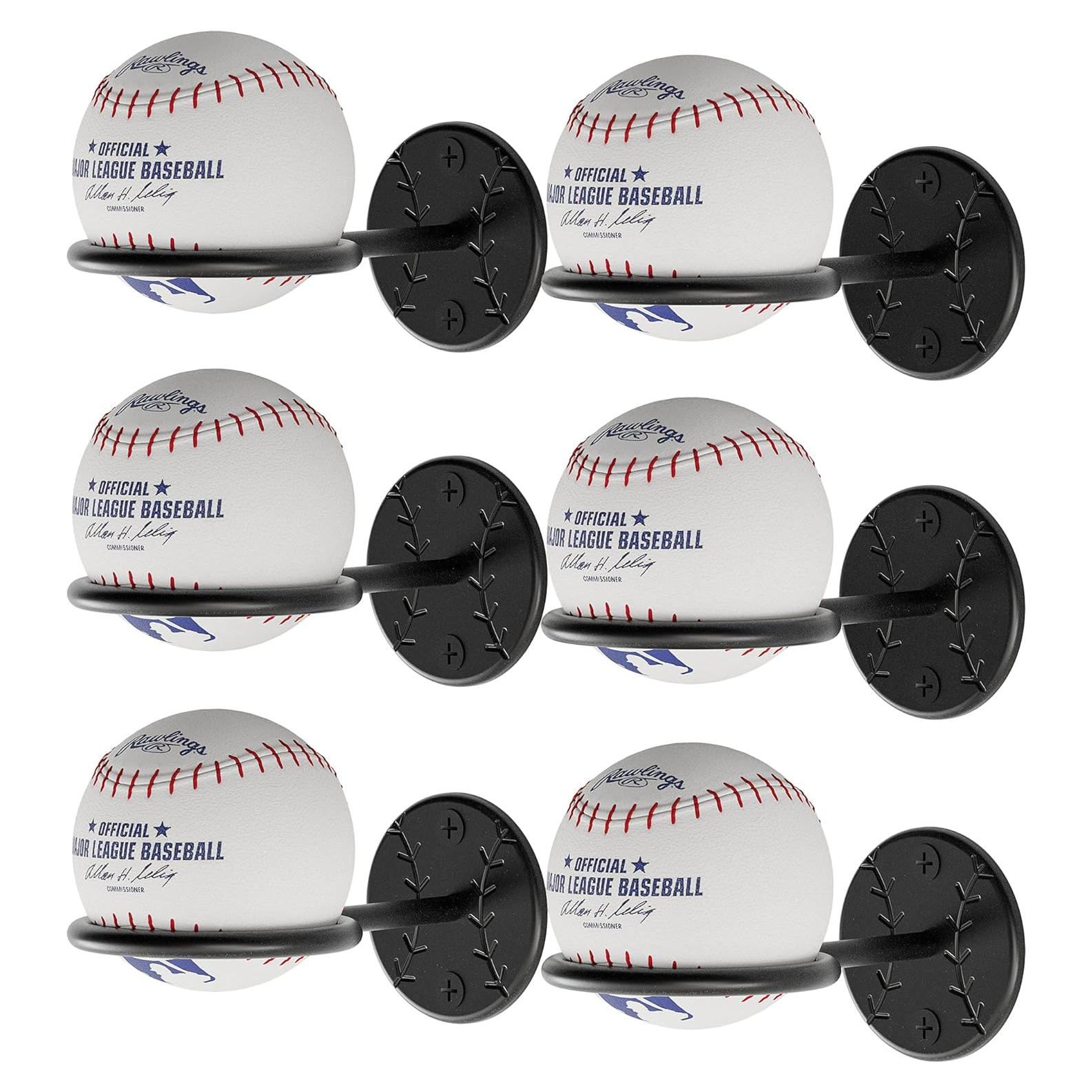 Soporte de Exhibición de Béisbol Wallniture Sporta - 3 Piezas de Acero Negro