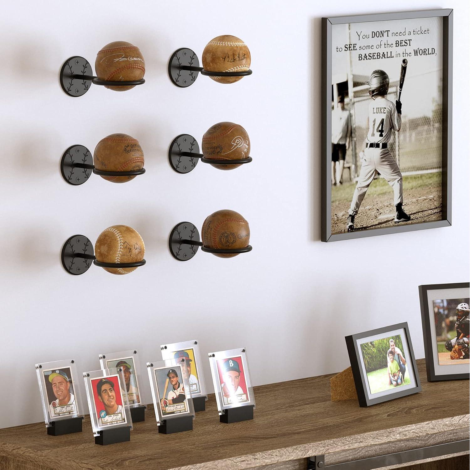 Soporte de Exhibición de Béisbol Wallniture Sporta - 3 Piezas de Acero Negro