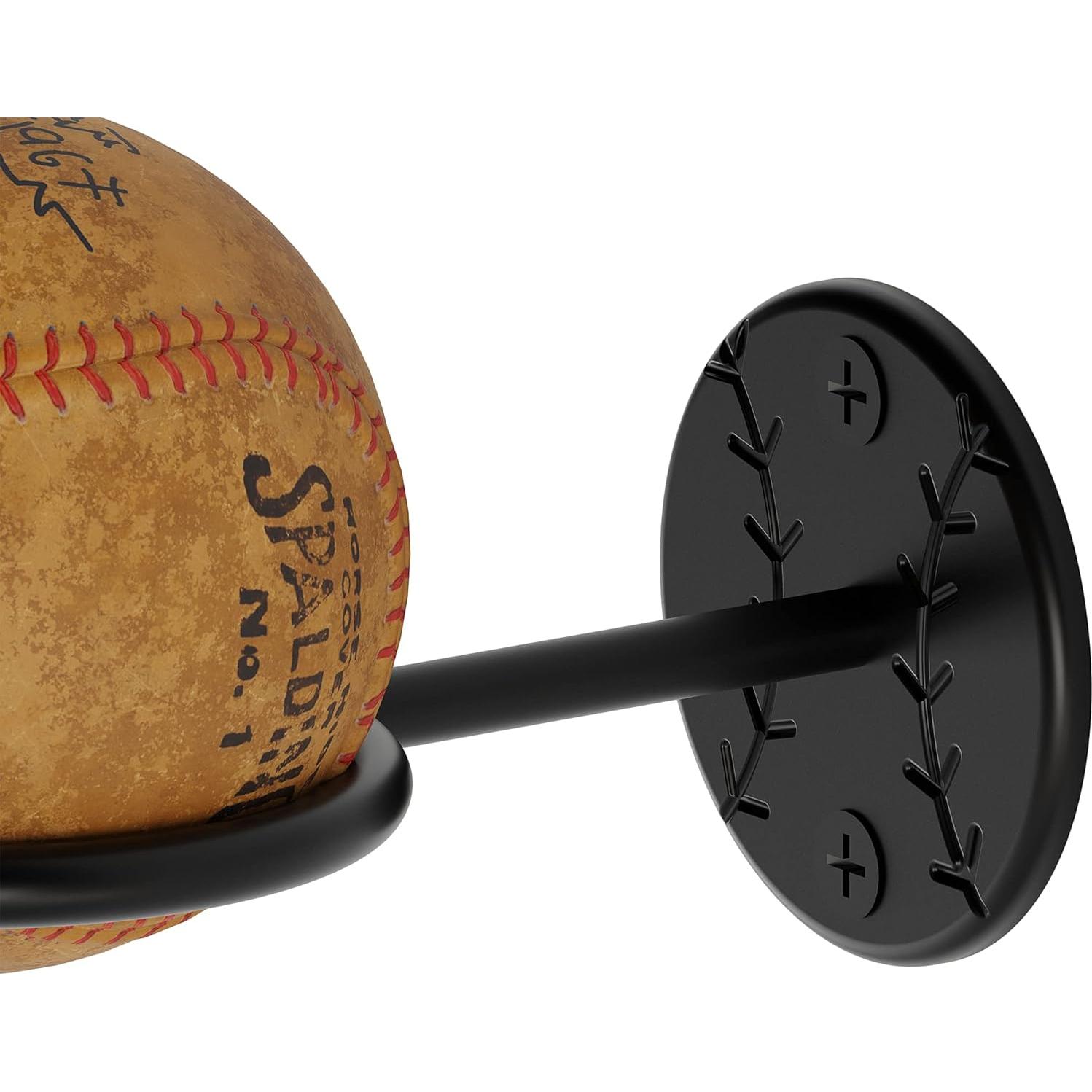 Soporte de Exhibición de Béisbol Wallniture Sporta - 3 Piezas de Acero Negro