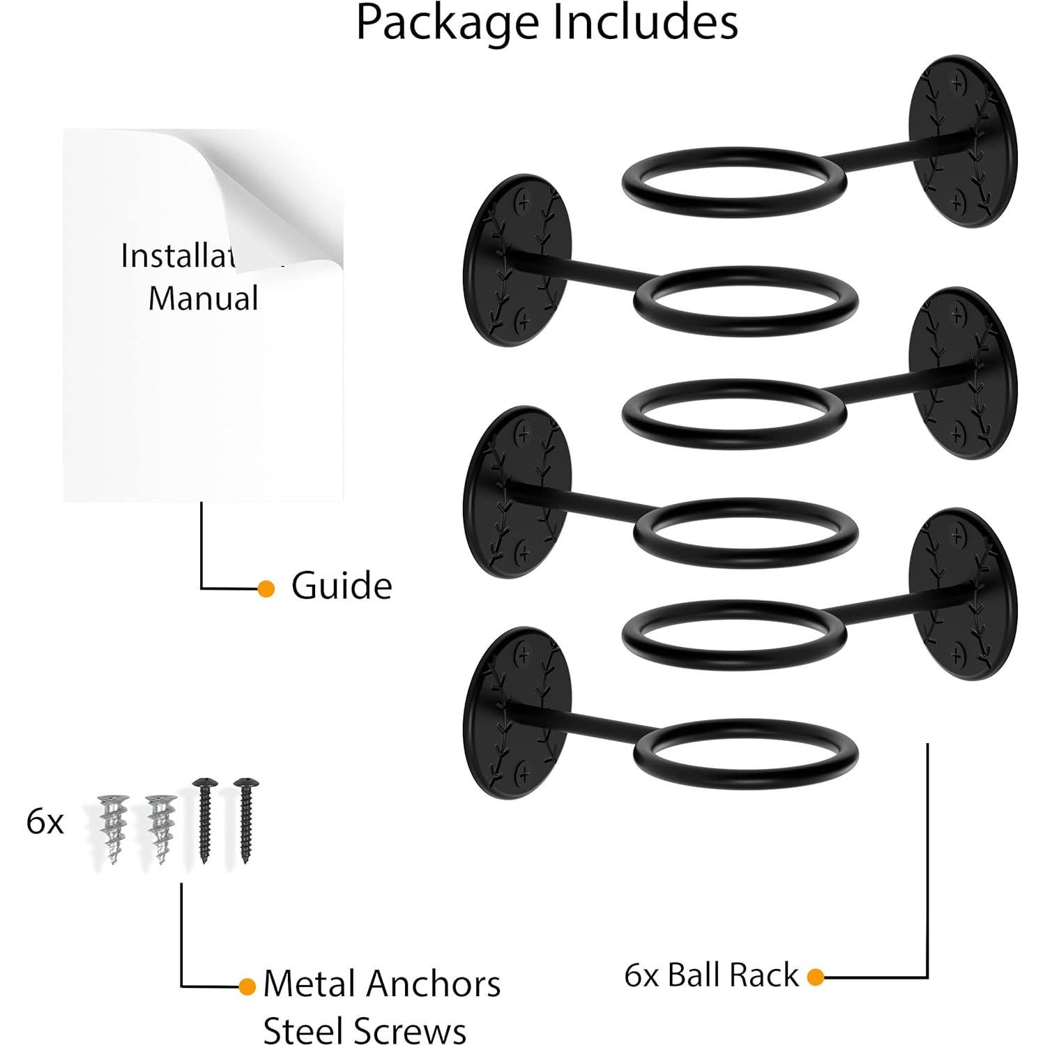 Soporte de Exhibición de Béisbol Wallniture Sporta - 3 Piezas de Acero Negro