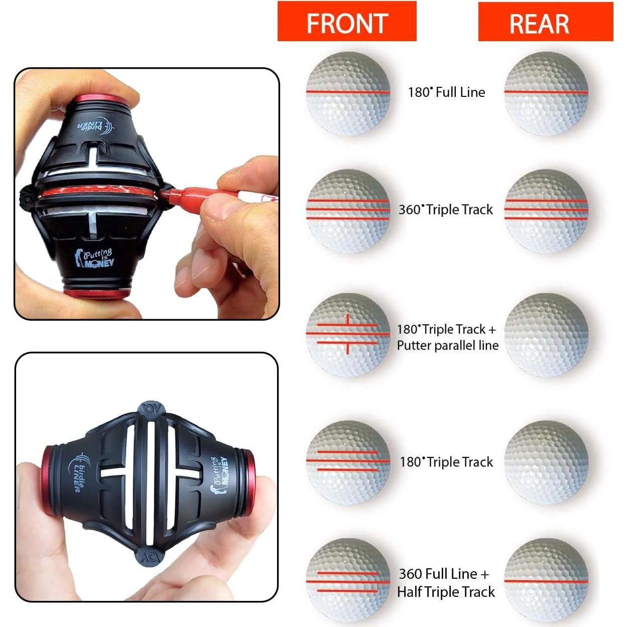 Kit de Marcadores de Pelotas de Golf Birdie79 - Triple Línea 360°