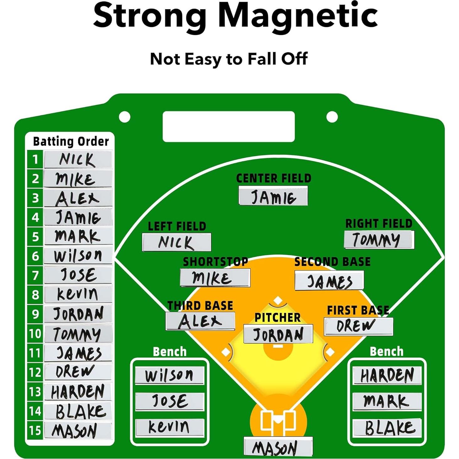 Imanes de Lineup de Béisbol Kvonu 60 Pcs Magnéticos 1.27x5.97 cm
