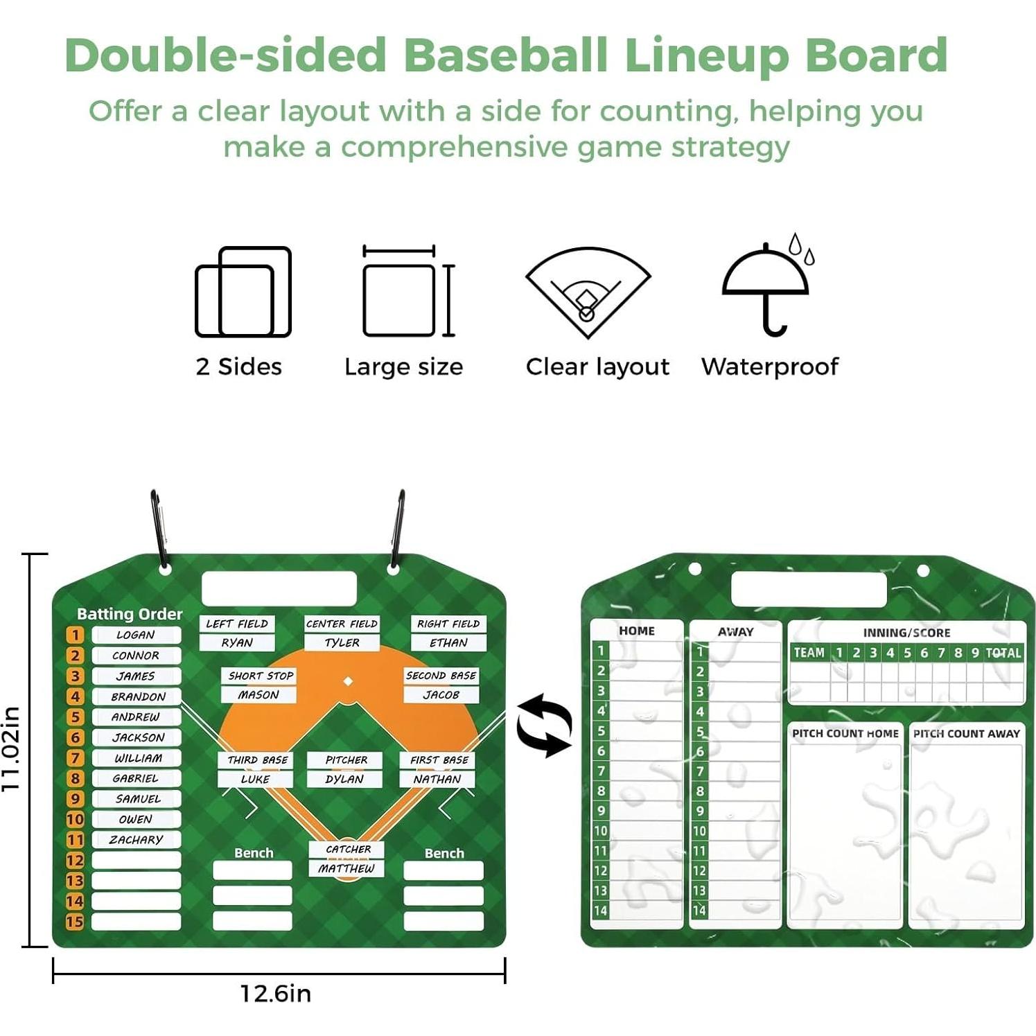 Tablero de Alineación de Béisbol Genérico Doble Cara 32x28 cm