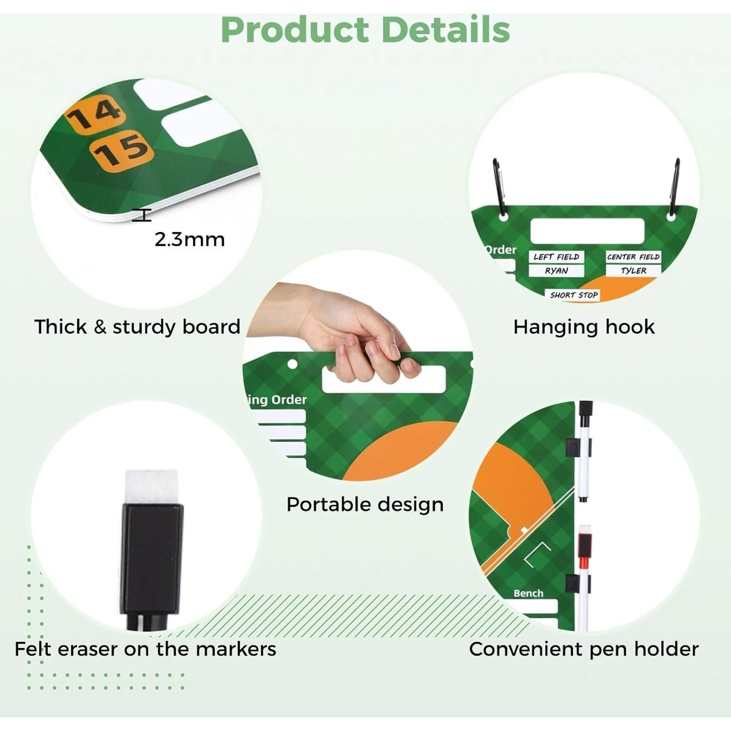 Tablero de Alineación de Béisbol Genérico Doble Cara 32x28 cm