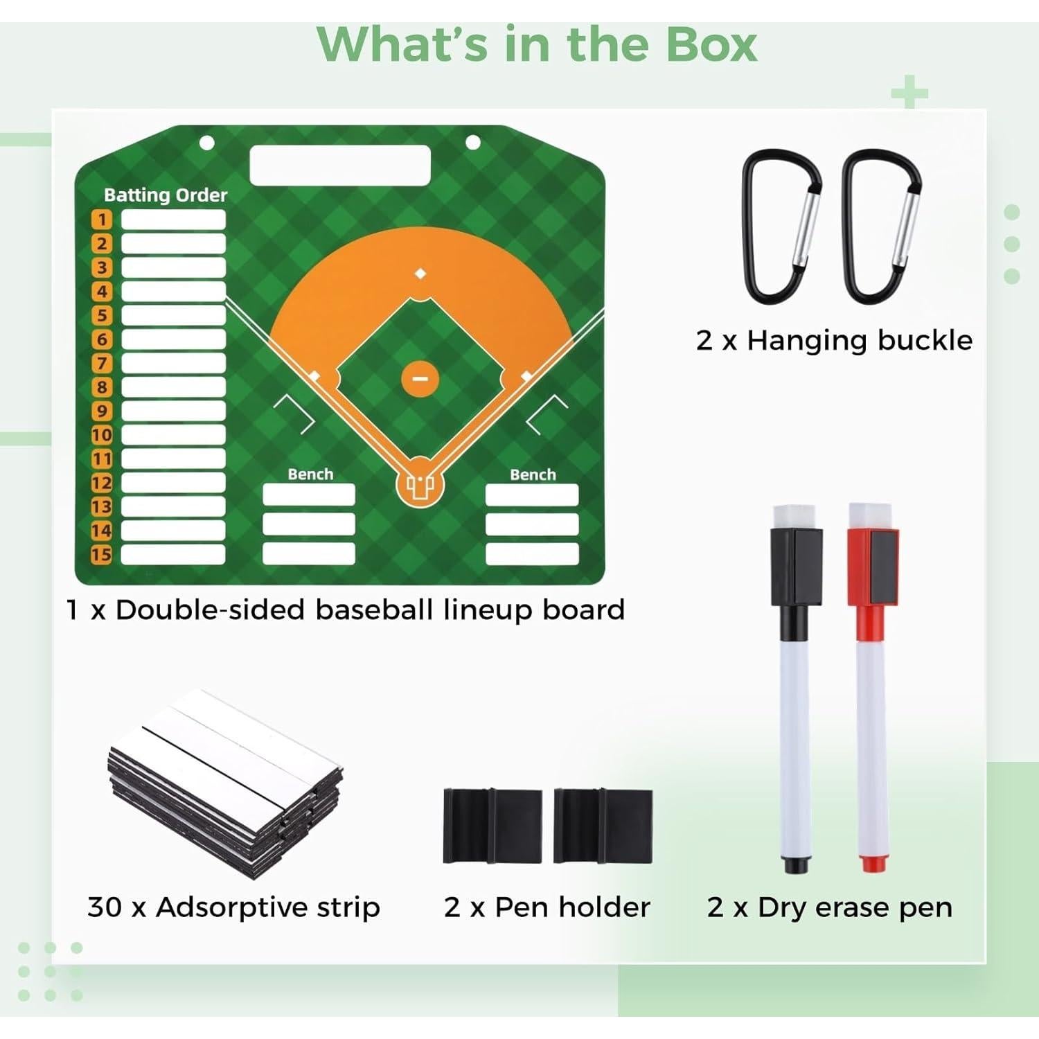 Tablero de Alineación de Béisbol Genérico Doble Cara 32x28 cm