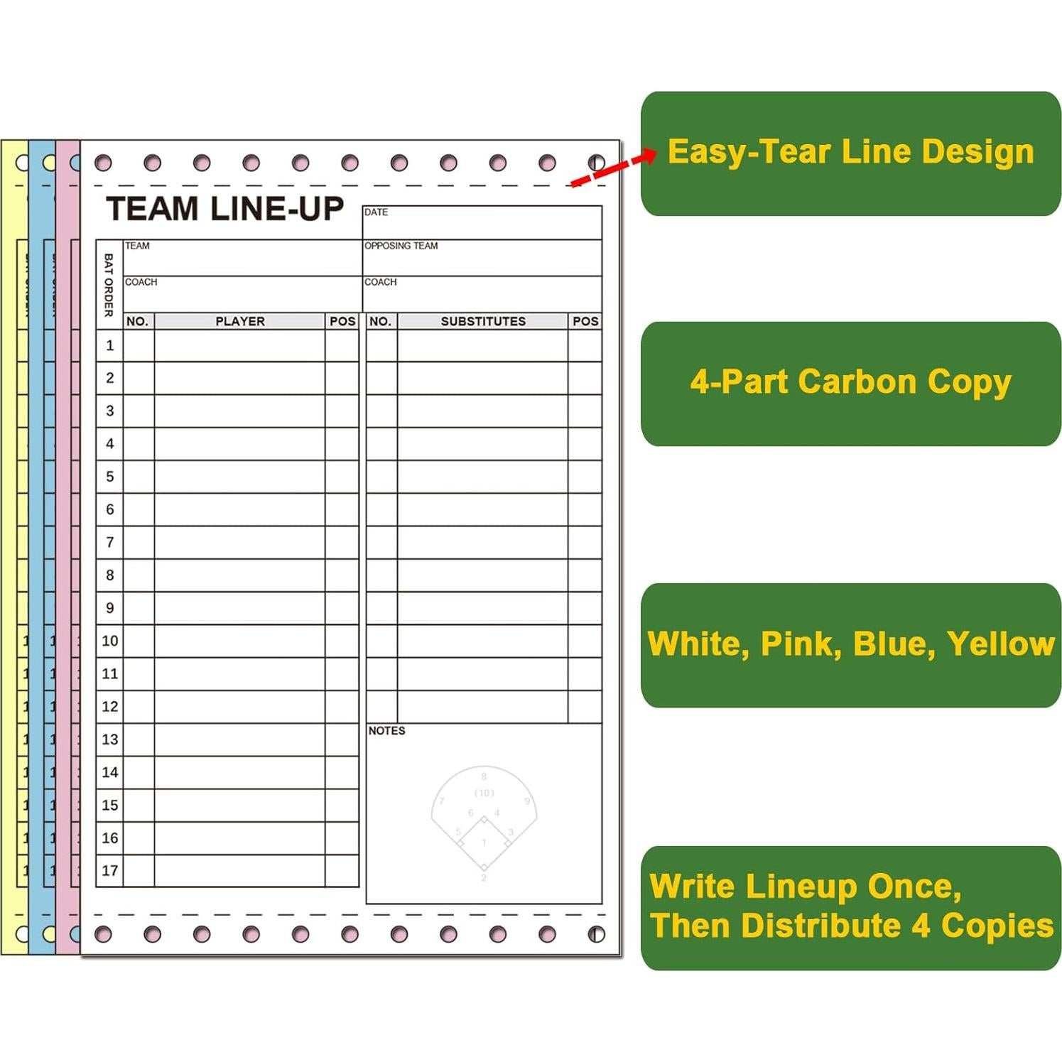 Tarjetas de Alineación para Béisbol y Softbol Genérico - 35 Juegos