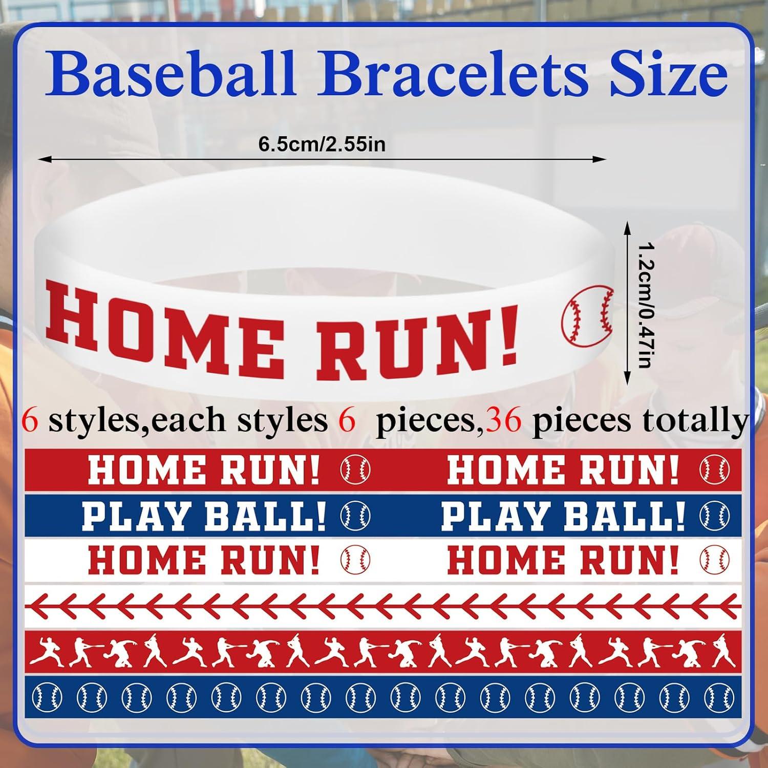 36 Pulseras de Silicona de Béisbol JarThenaAMCS - Rojo, Azul, Blanco