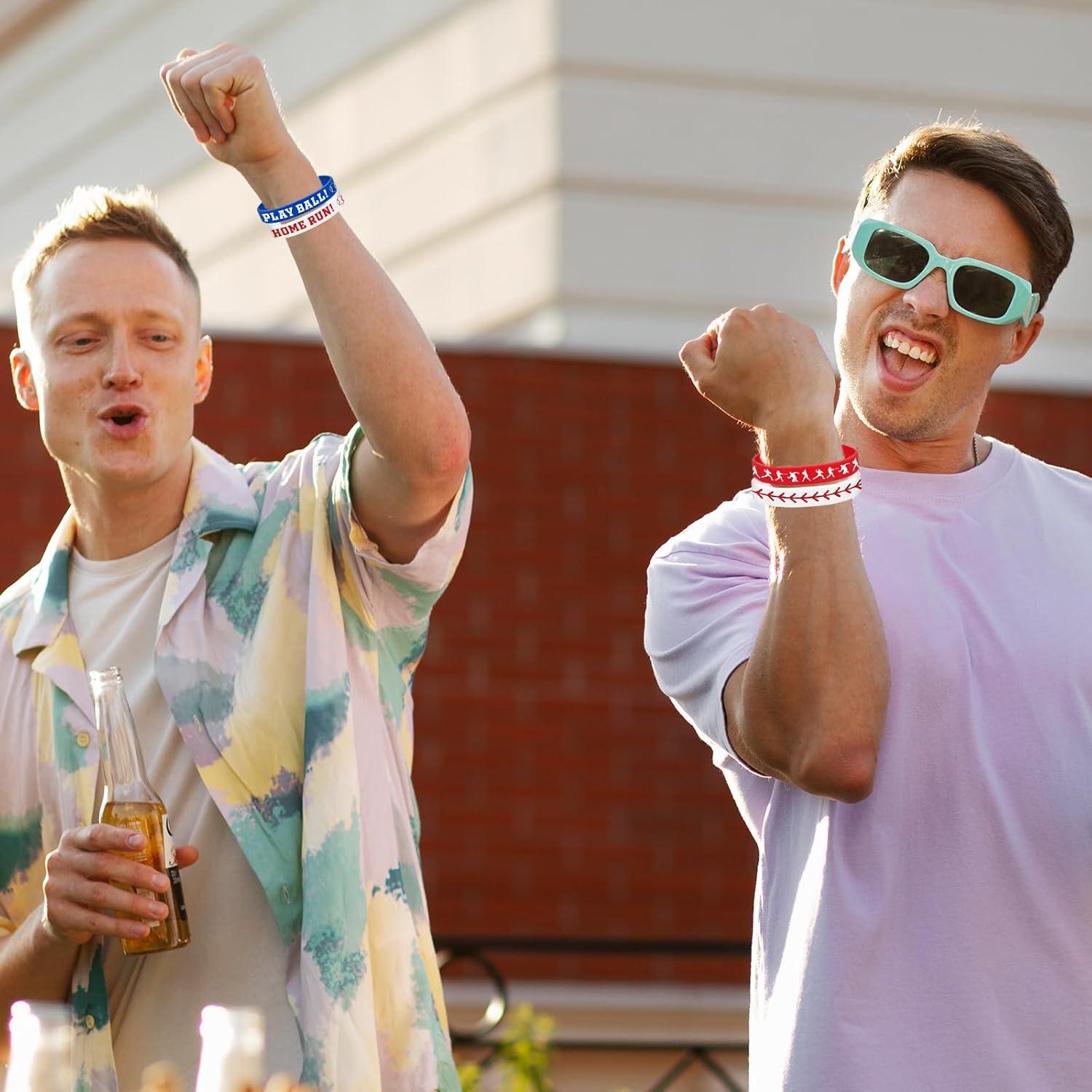 36 Pulseras de Silicona de Béisbol JarThenaAMCS - Rojo, Azul, Blanco