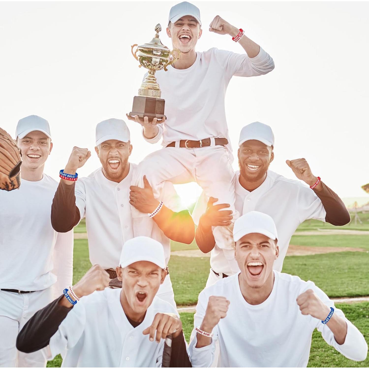 36 Pulseras de Silicona de Béisbol JarThenaAMCS - Rojo, Azul, Blanco