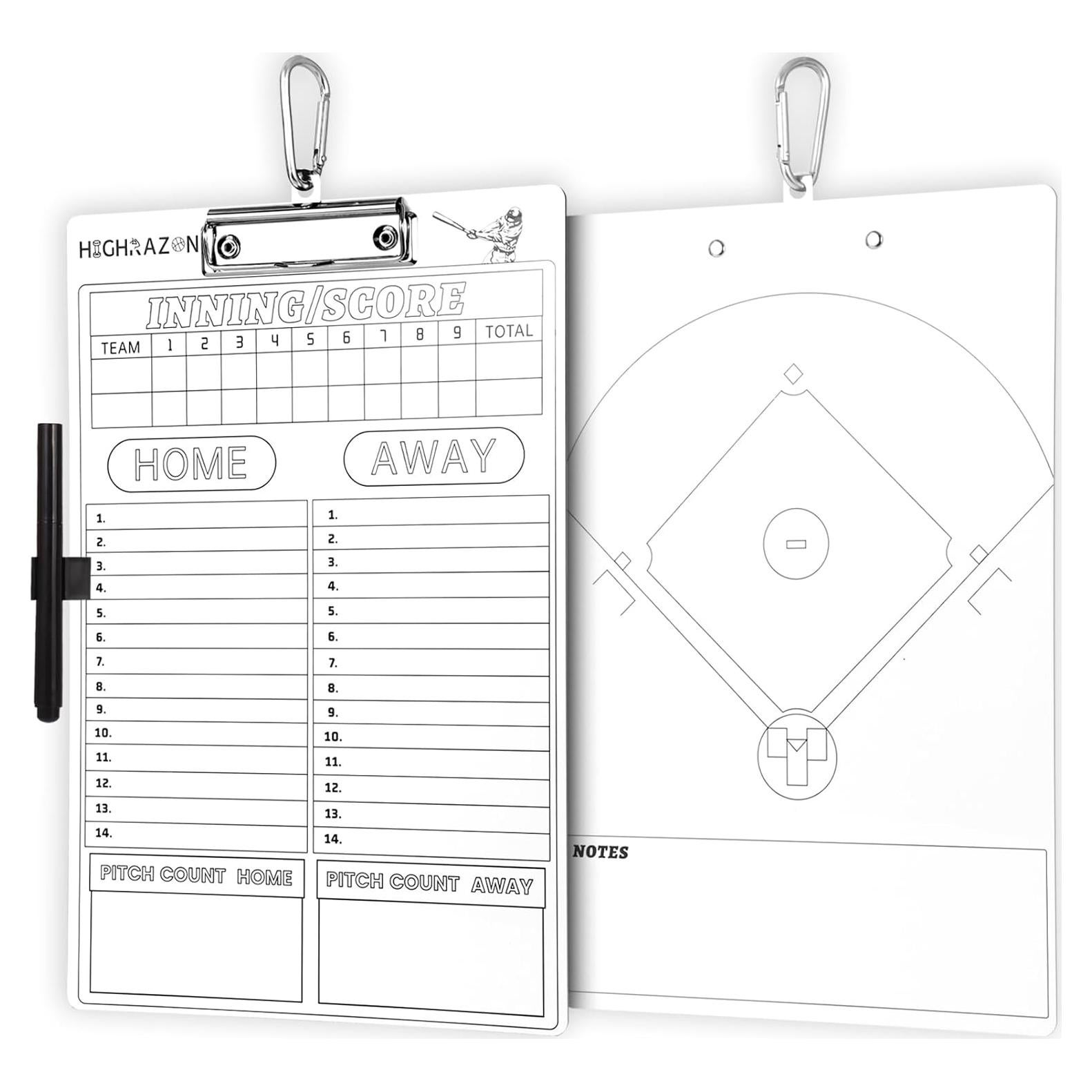 Pizarra de Entrenador de Béisbol Doble Cara HIGHRAZON 35.56x22.86cm