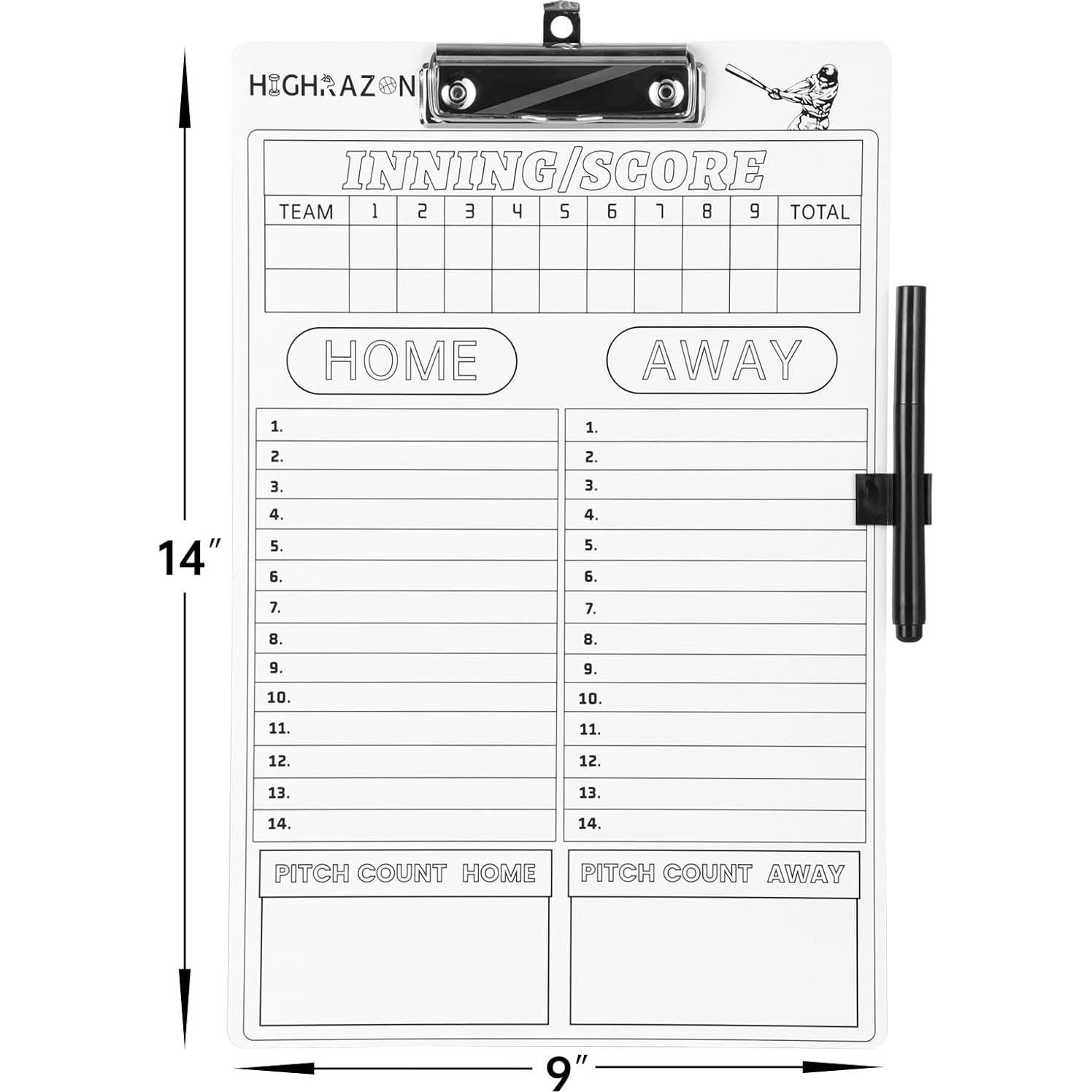 Pizarra de Entrenador de Béisbol Doble Cara HIGHRAZON 35.56x22.86cm