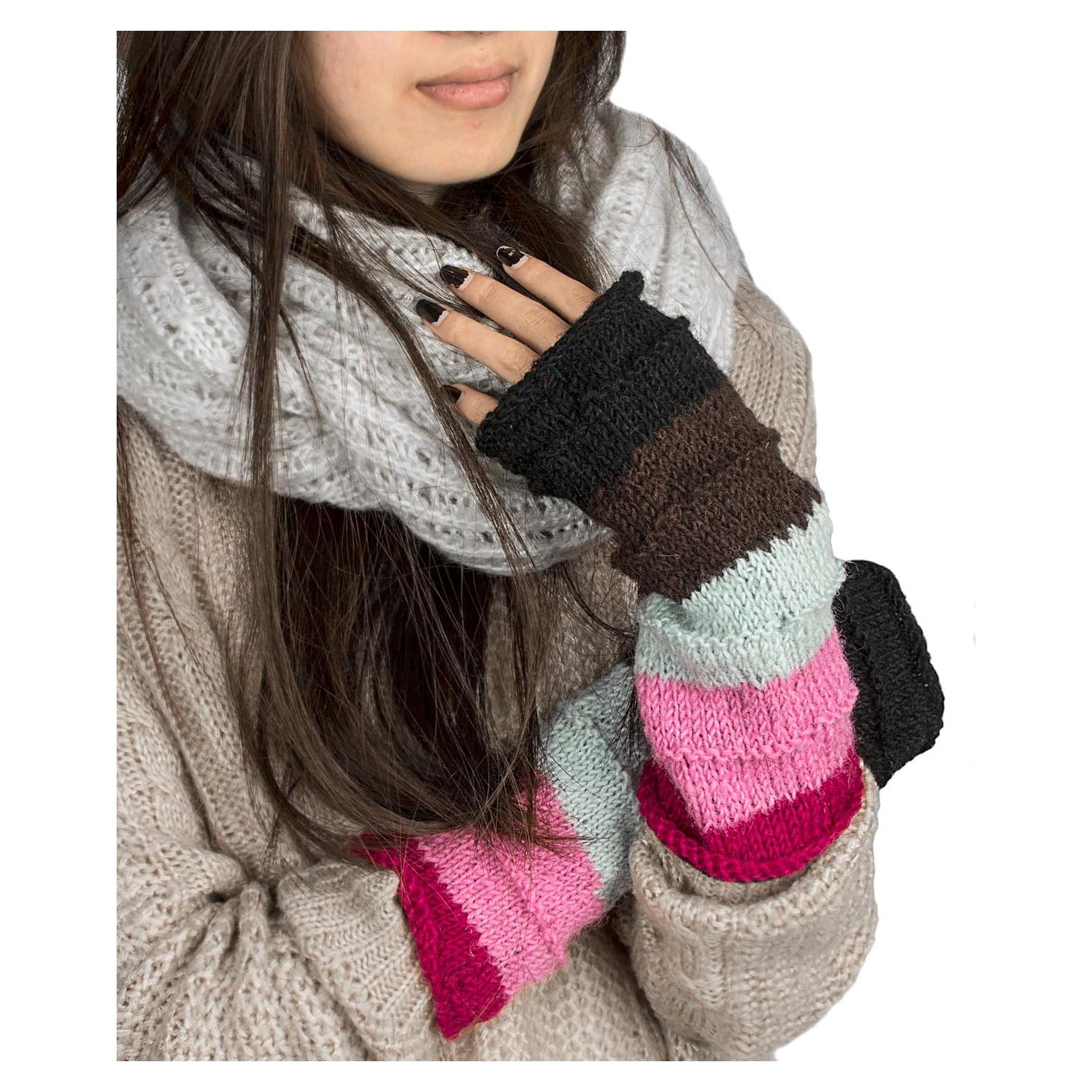 Calentadores de Brazos de Lana para Mujeres Tribe Azure Rosa