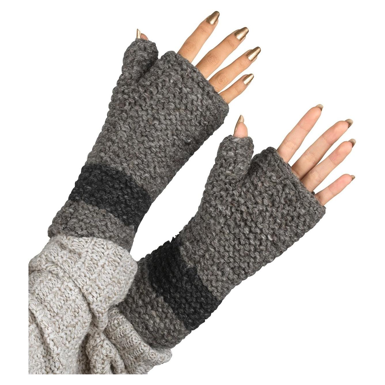 Calentadores de brazos de lana Tribe Azure para mujeres - Hechos a mano