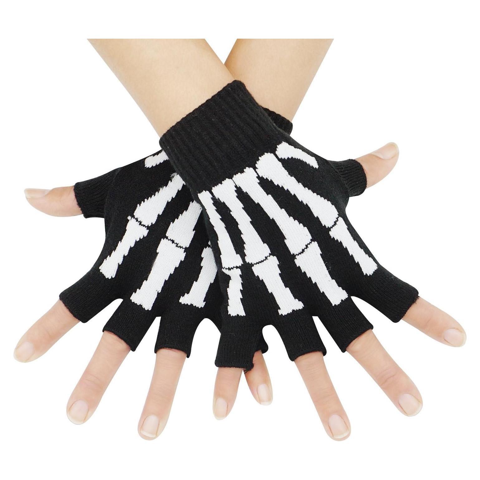 Guantes Táctiles Sin Dedos Estirables Esqueleto Unisex
