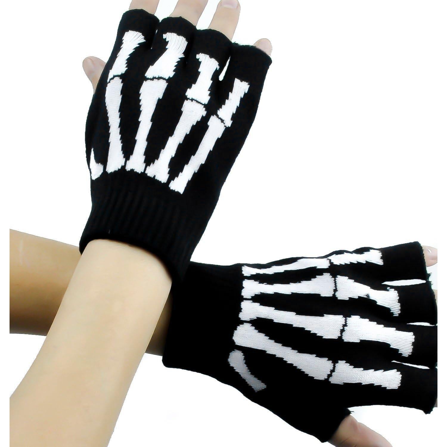 Guantes Táctiles Sin Dedos Estirables Esqueleto Unisex