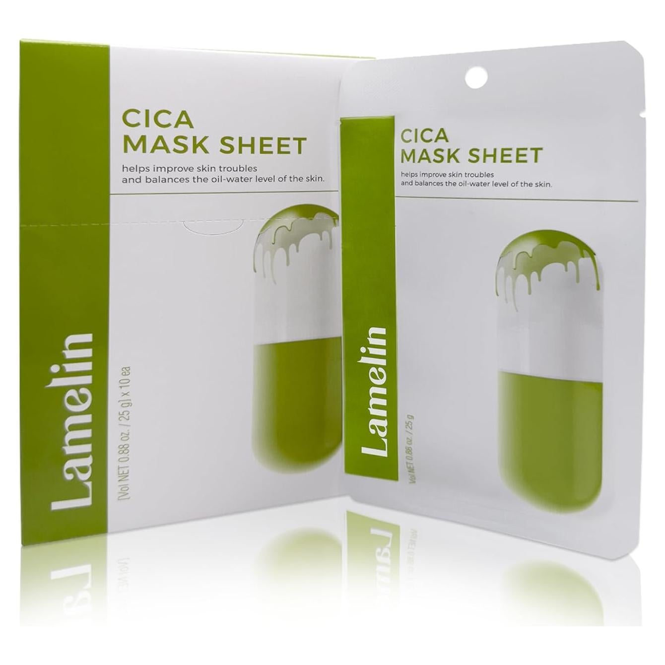 Mascarilla de hoja Cica Niacinamida Lamelin 10 unidades