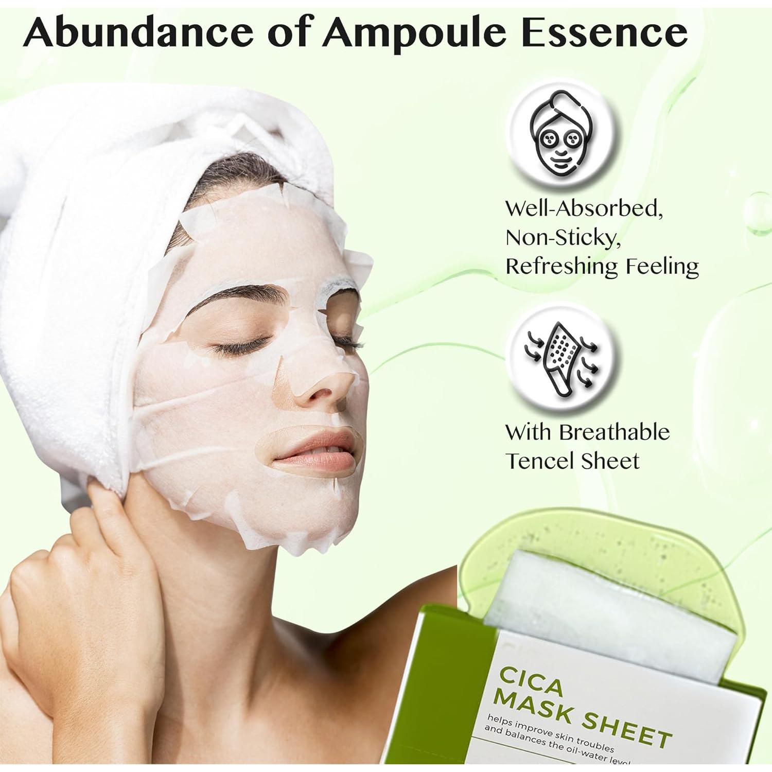 Mascarilla de hoja Cica Niacinamida Lamelin 10 unidades