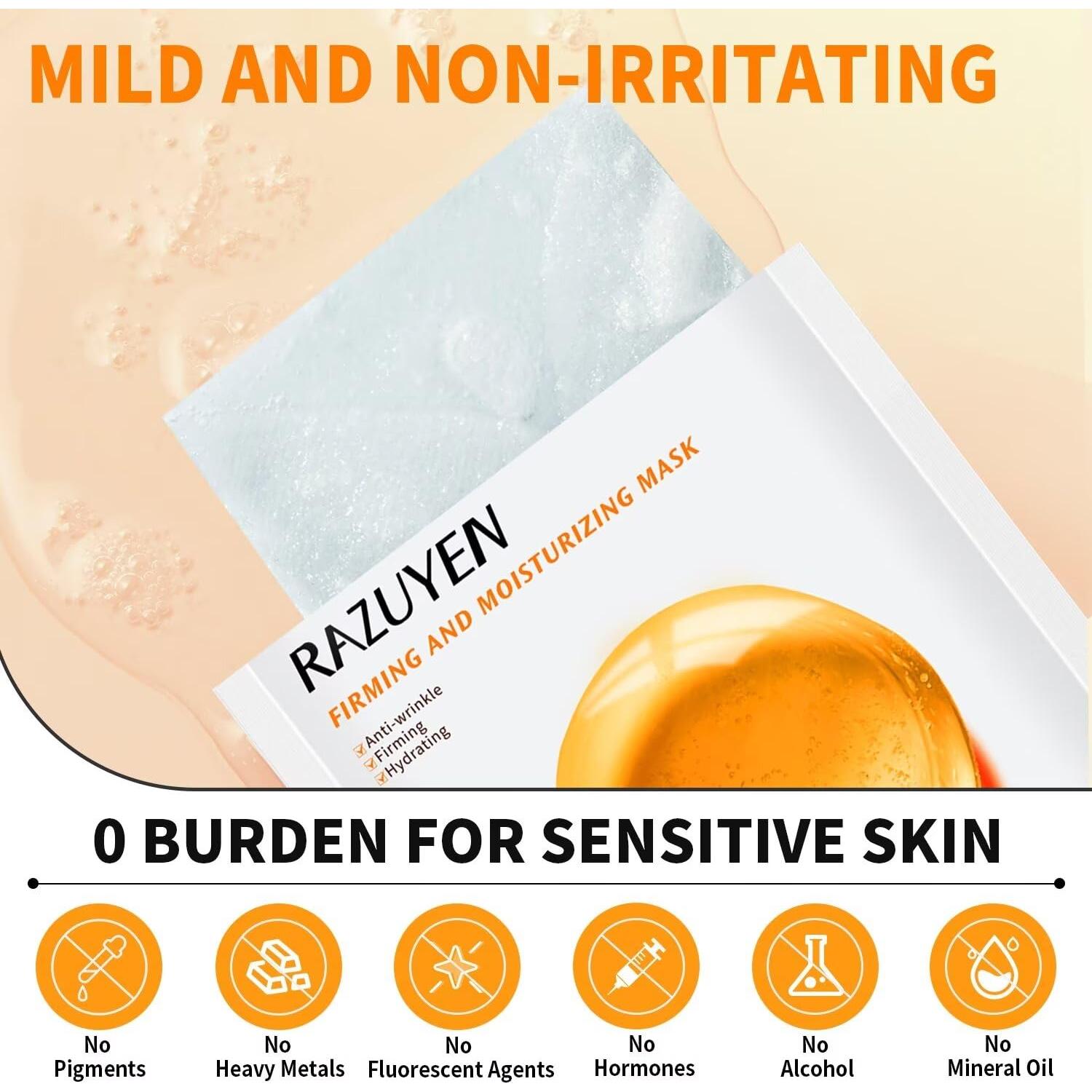 Mascarillas Faciales RAZUYEN Reafirmantes e Hidratantes 10 Pzas