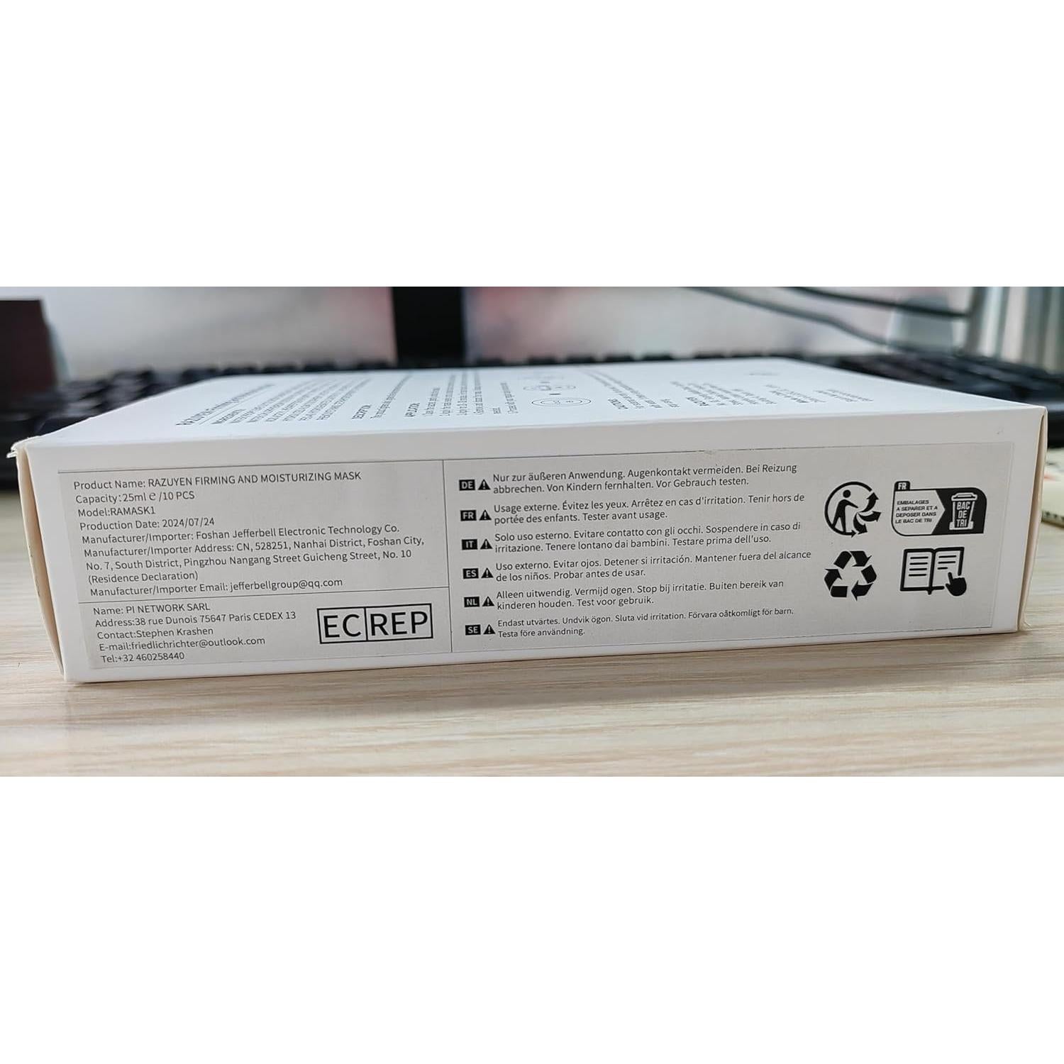 Mascarillas Faciales RAZUYEN Reafirmantes e Hidratantes 10 Pzas