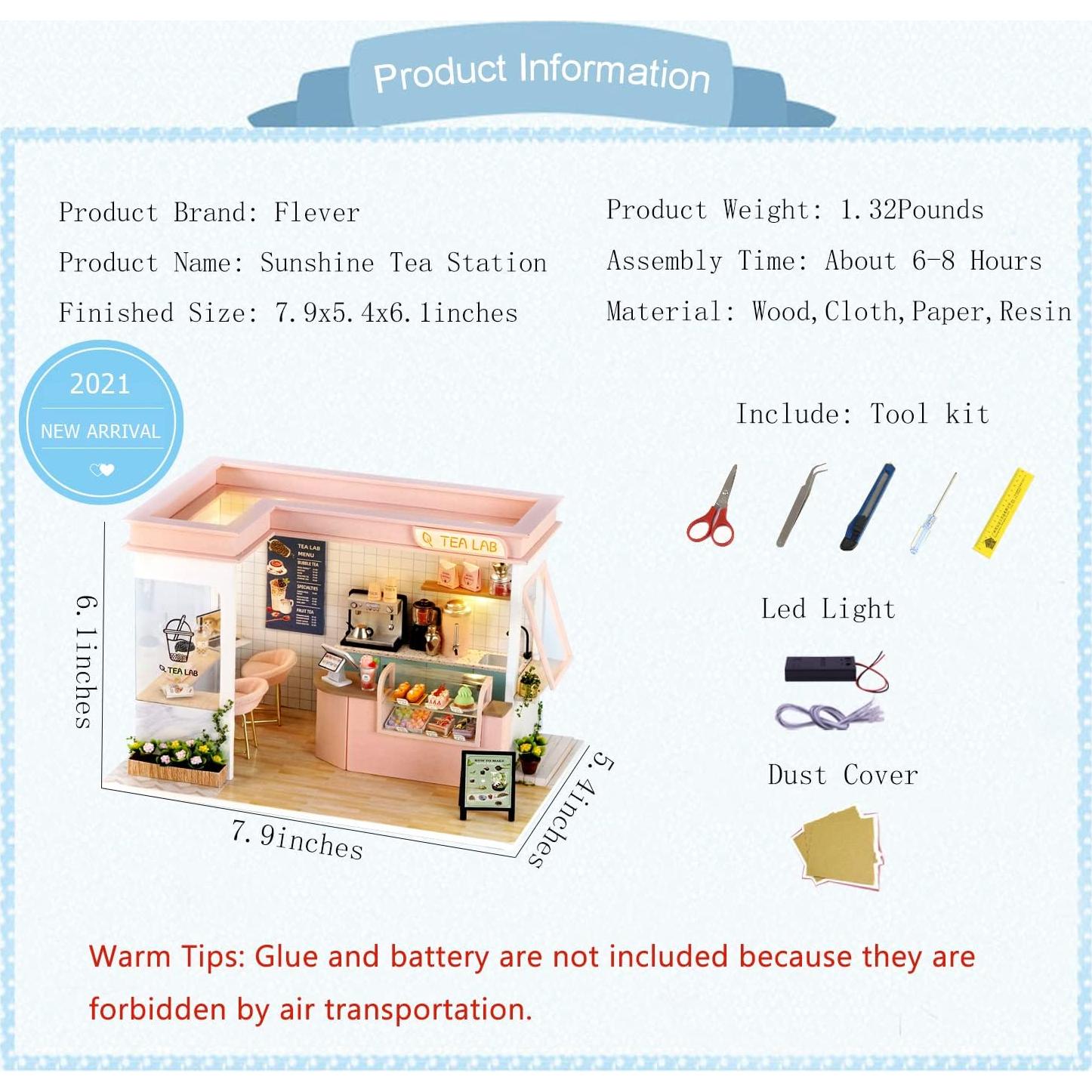 Casa de Muñecas Miniatura Flever DIY Estación de Té