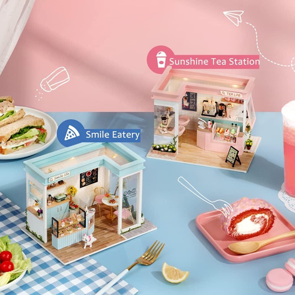Casa de Muñecas Miniatura Flever DIY Estación de Té