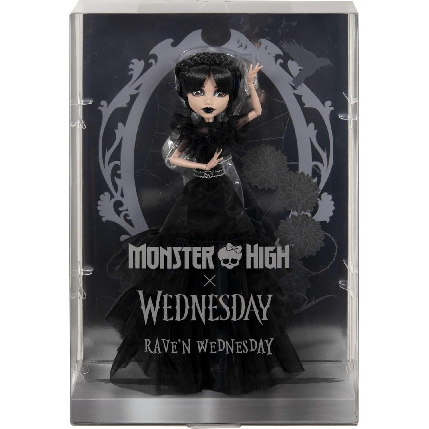Muñeca Coleccionable Rave'N Wednesday Monster High - Vestido Gótico