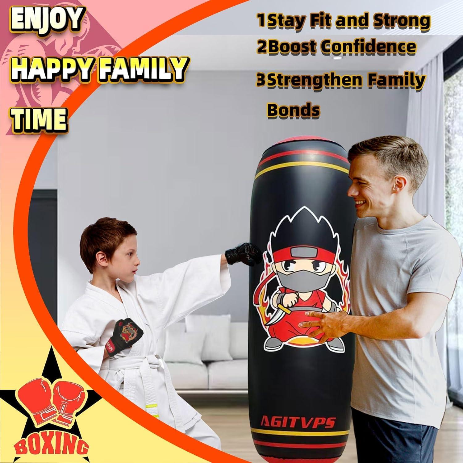 Saco de Boxeo Inflable AGITVPS 167 cm con Guantes y Bomba