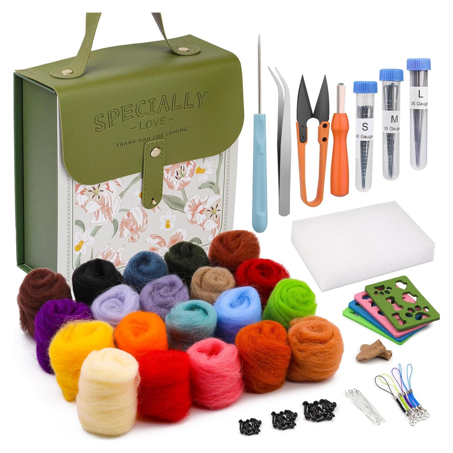 Kit de Agujas de Fieltro Mayboos 20 Colores con Caja Portátil